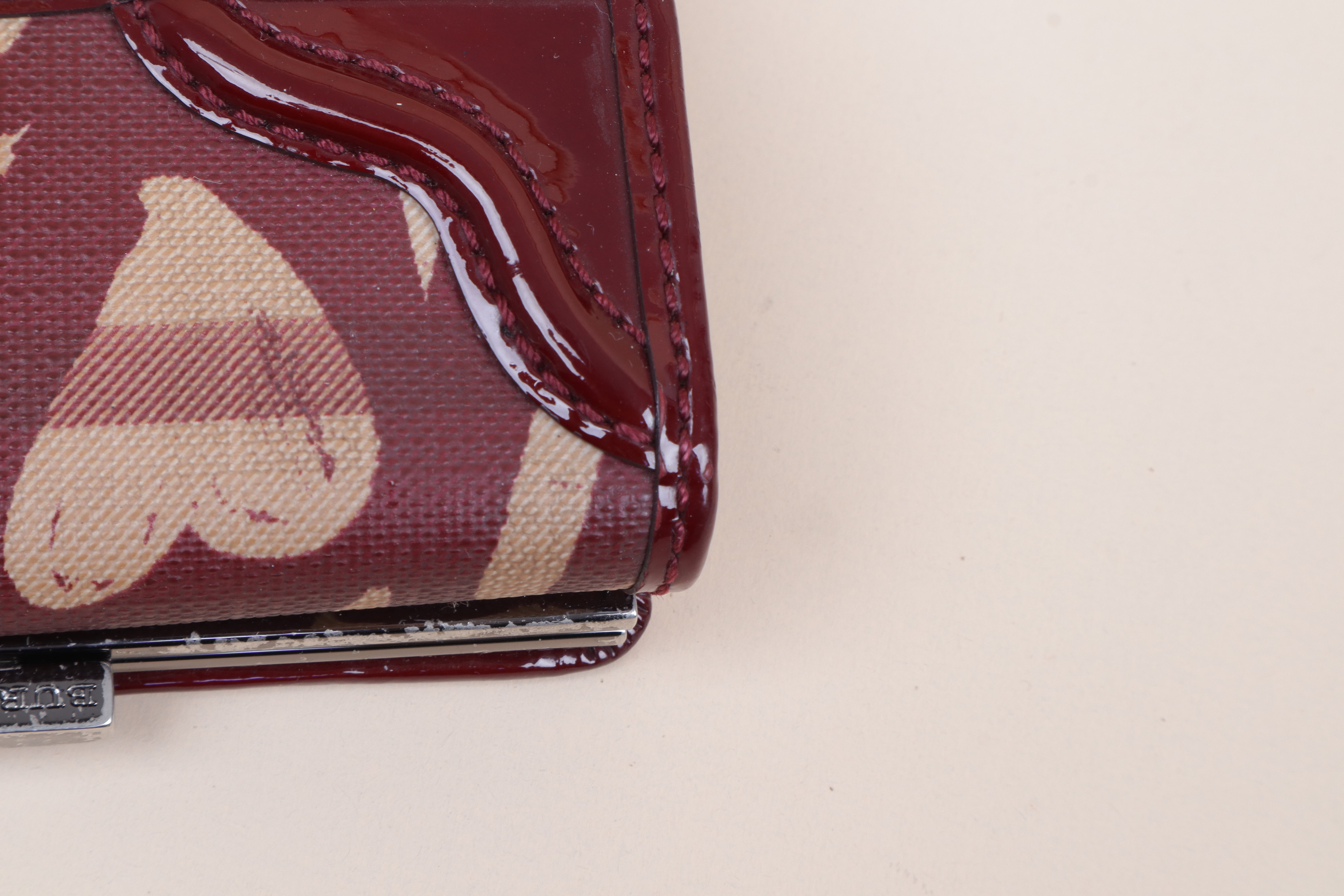 Burberry Berry Red Nova Check Heart Compact Wallet