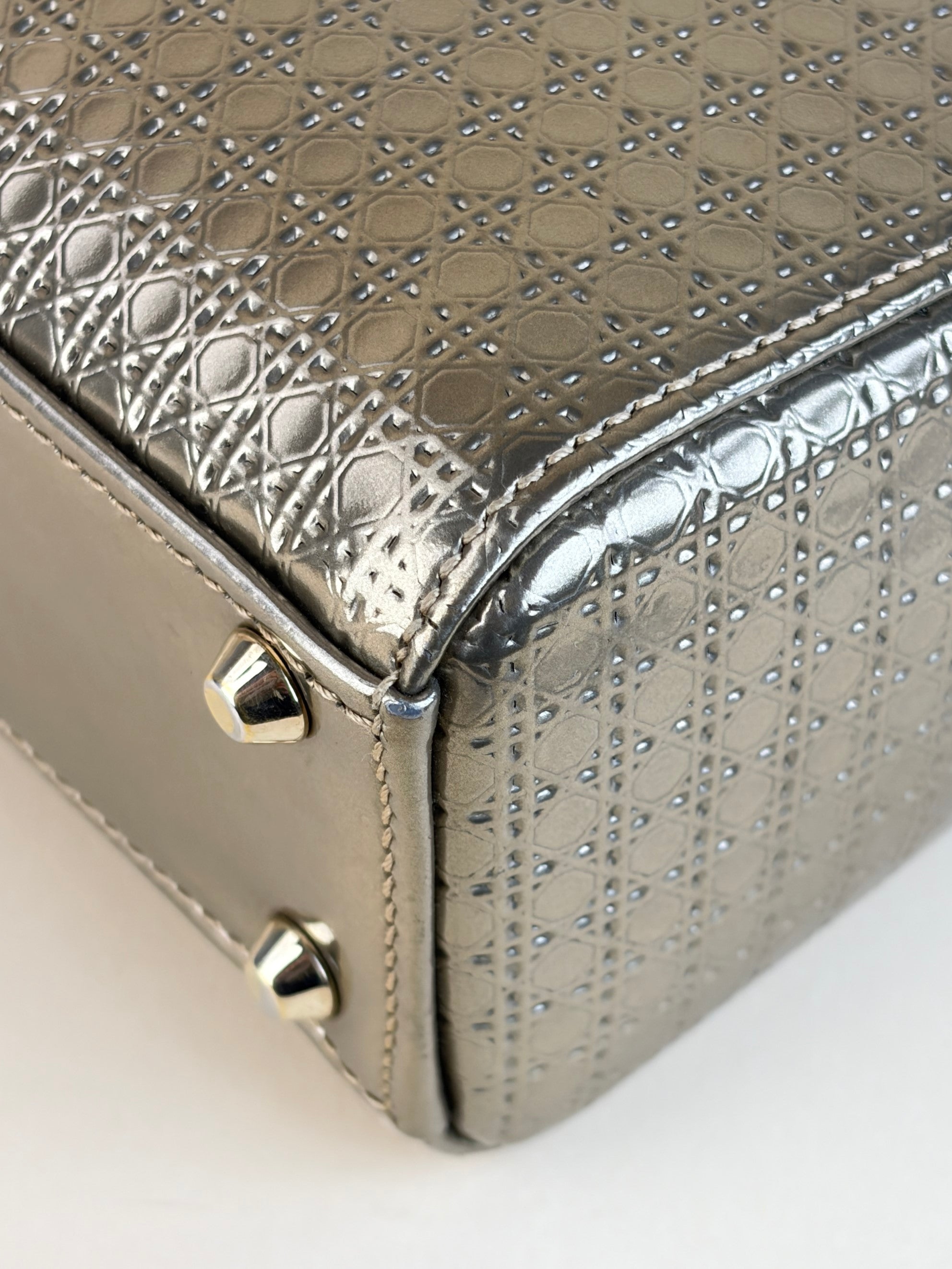 Christian Dior Metallic gold micro lady Dior