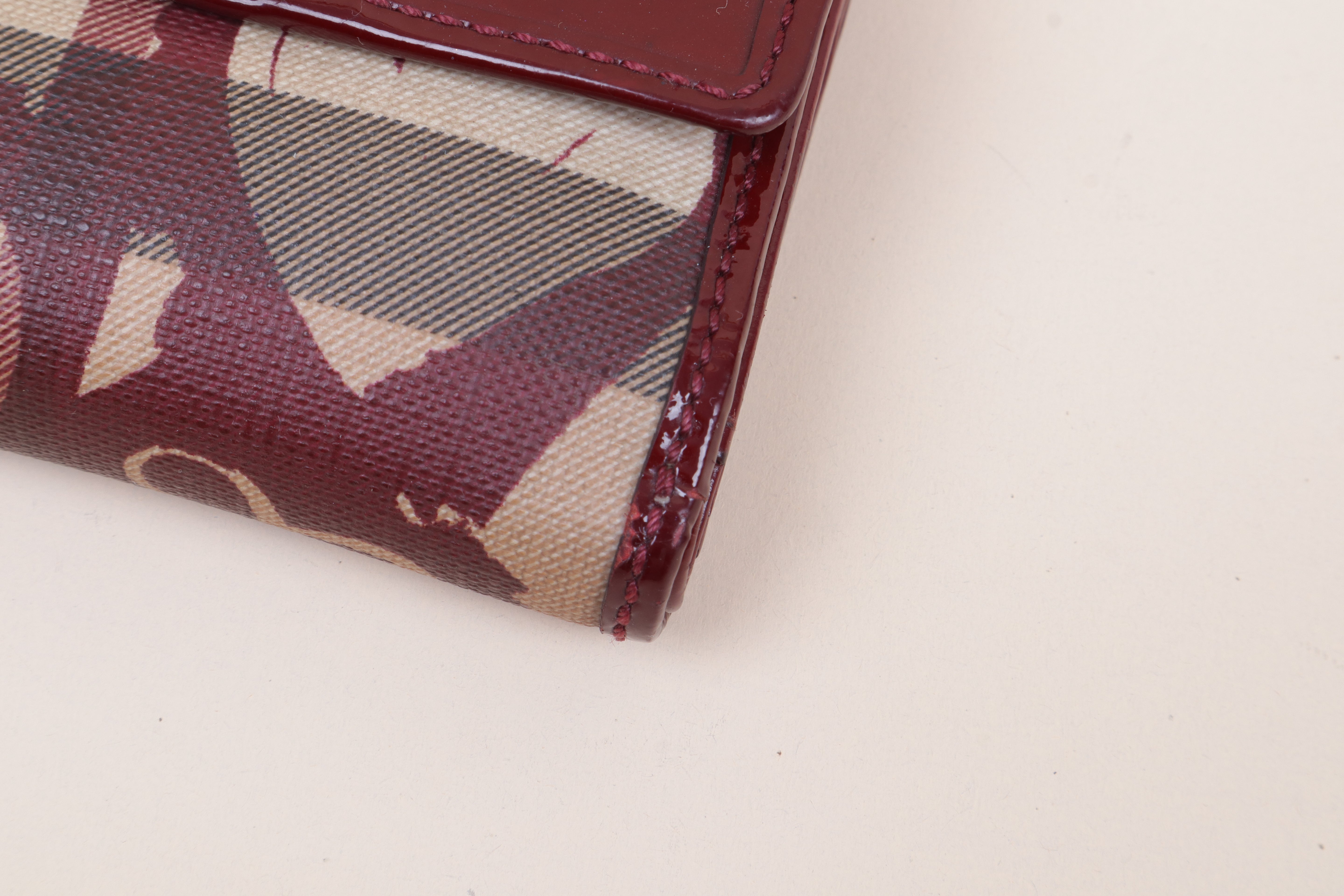 Burberry Berry Red Nova Check Heart Compact Wallet