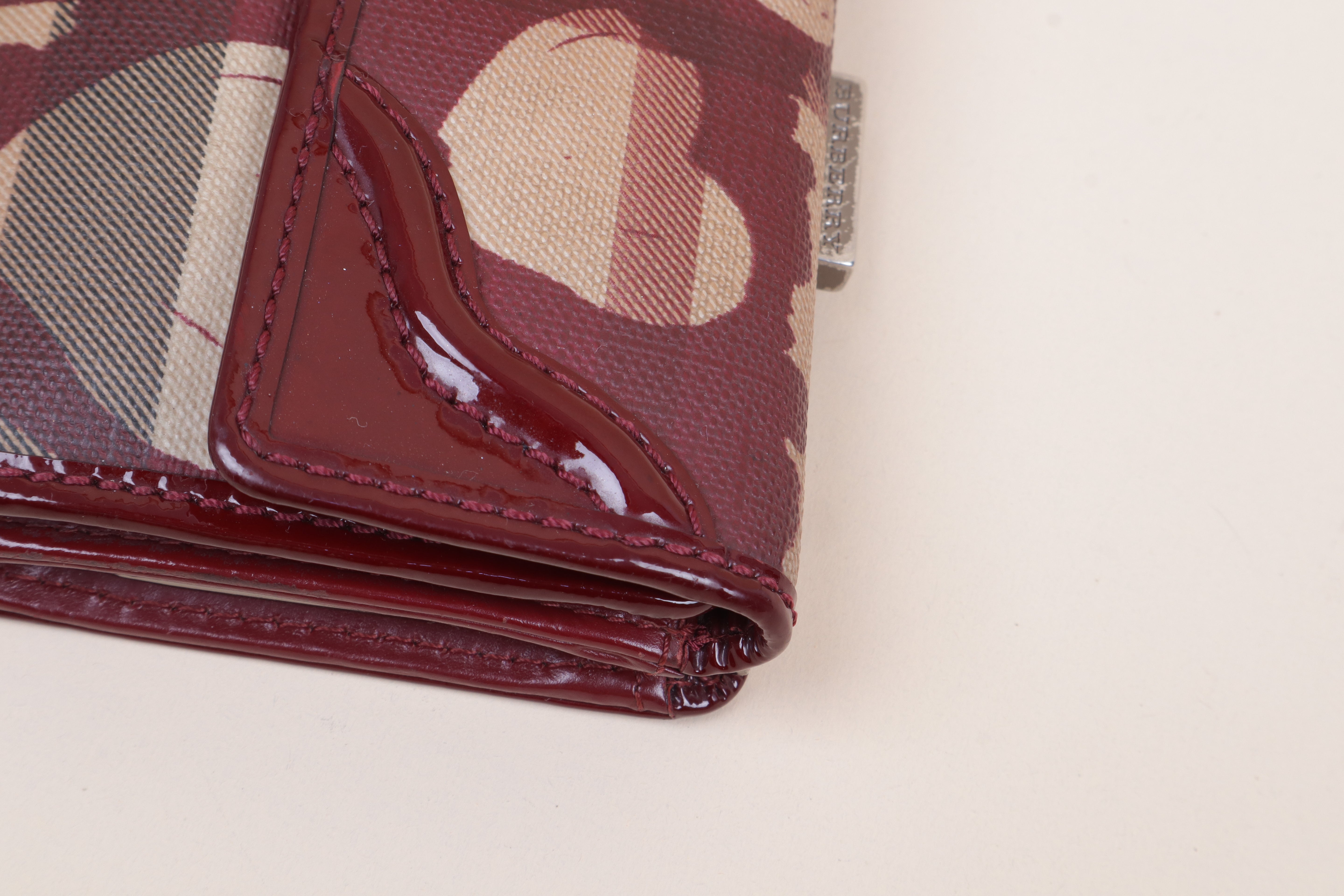 Burberry Berry Red Nova Check Heart Compact Wallet