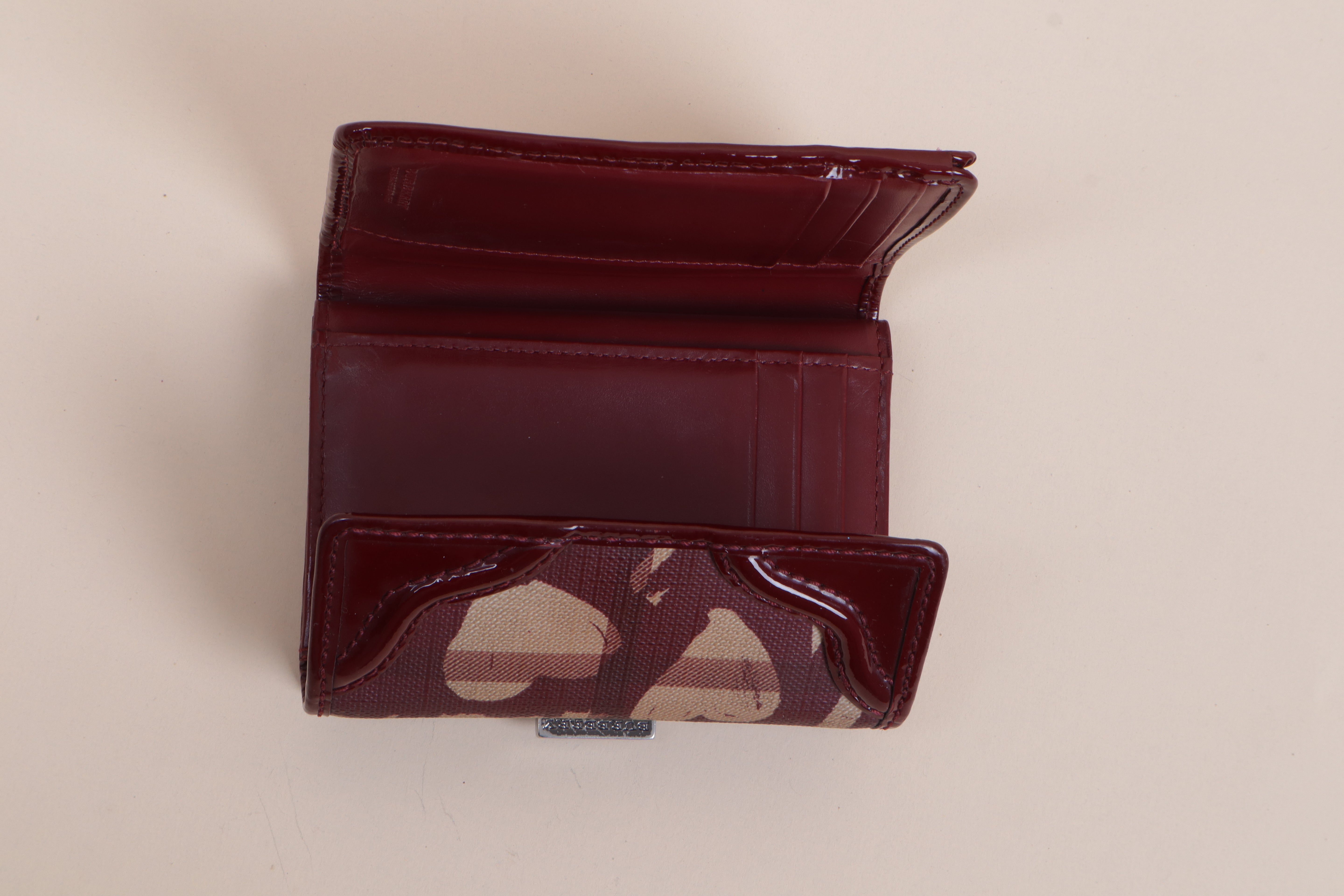 Burberry Berry Red Nova Check Heart Compact Wallet
