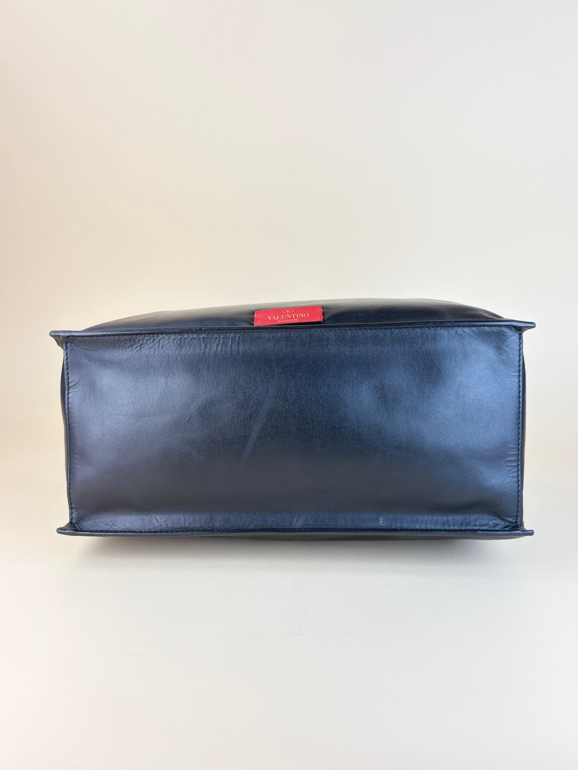 Valentino Black leather vlog walk medium shopping bag
