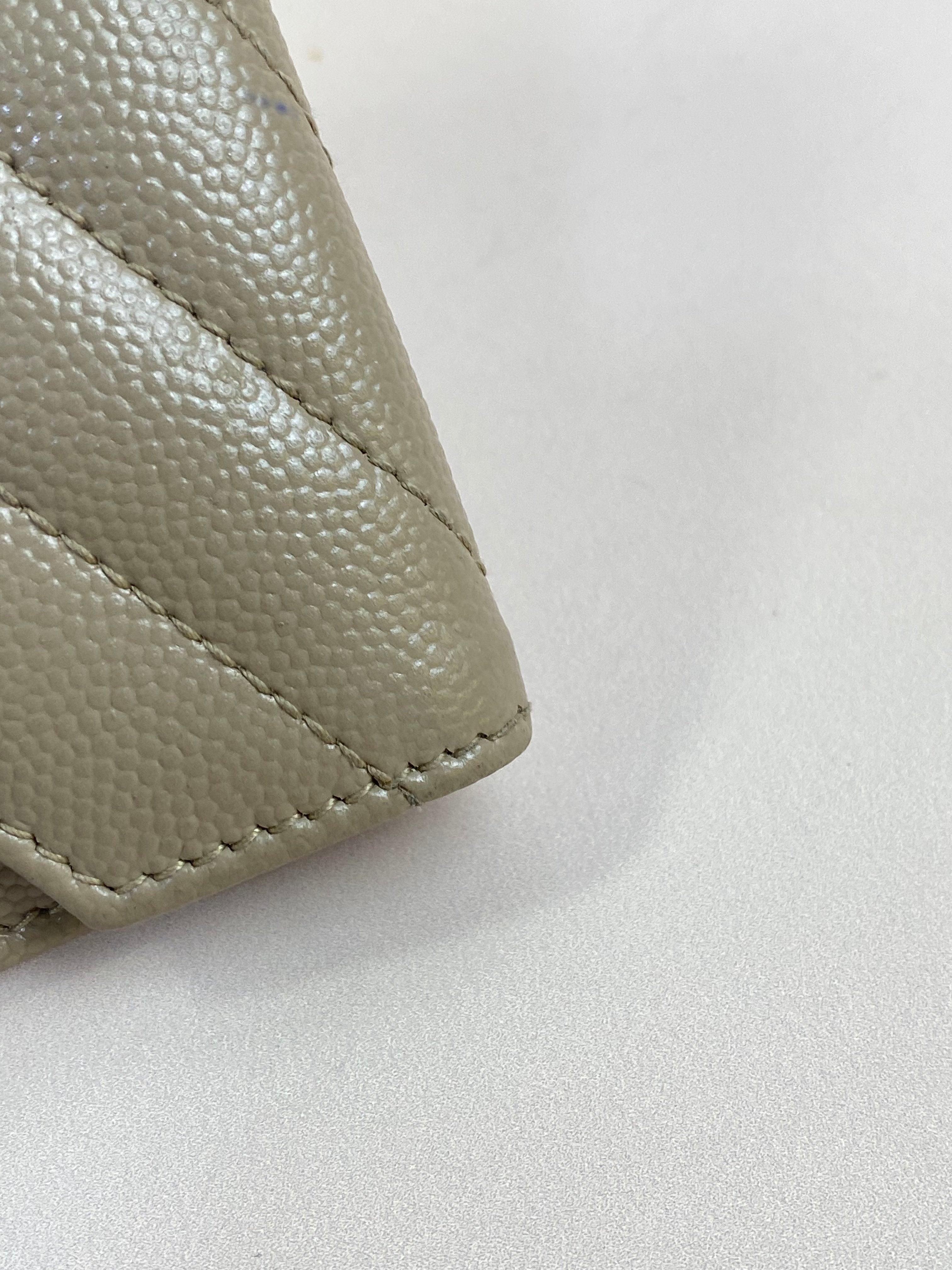 YSL Beige Quilted Cassandre Envelope Small Wallet