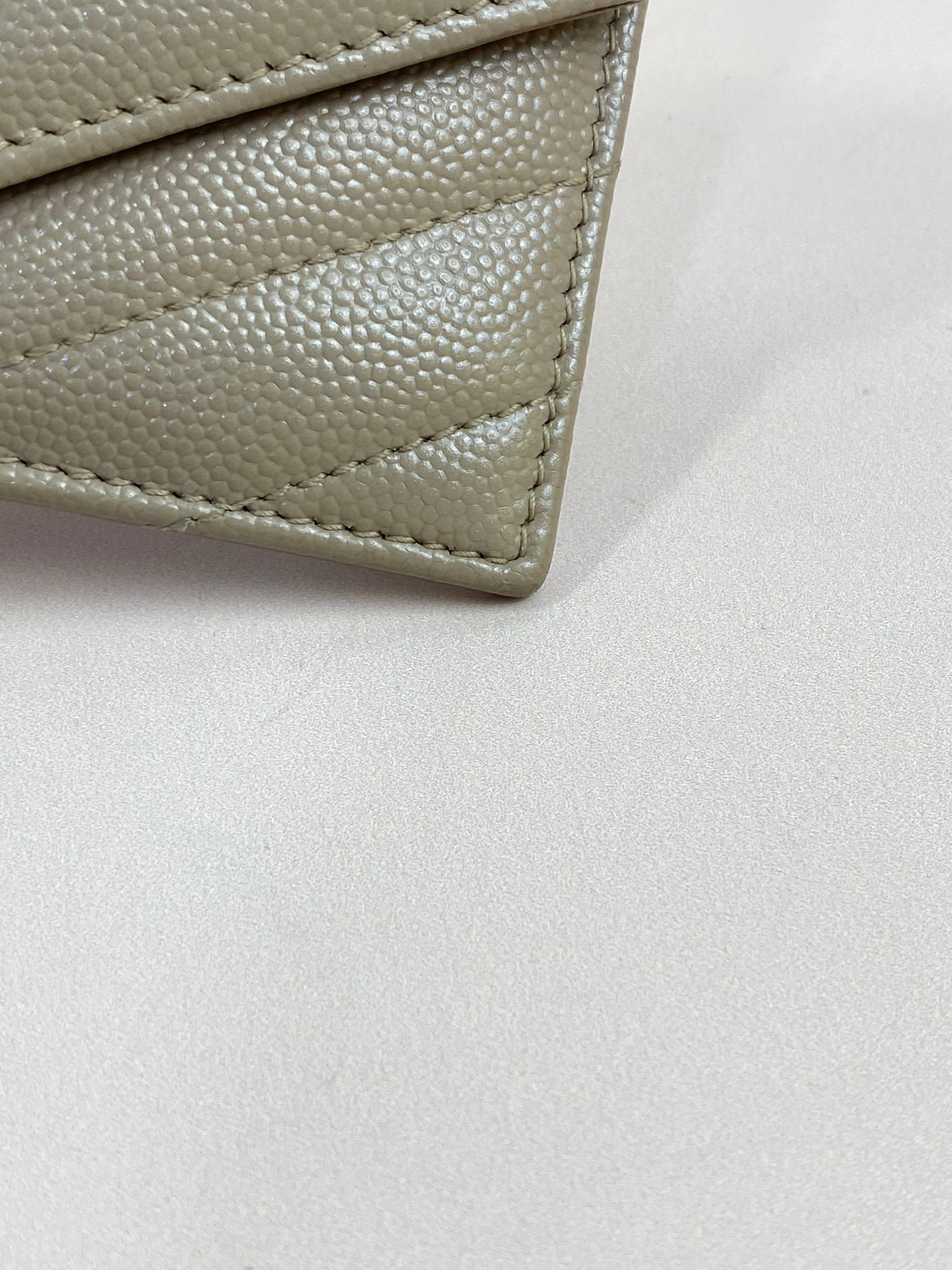 YSL Beige Quilted Cassandre Envelope Small Wallet