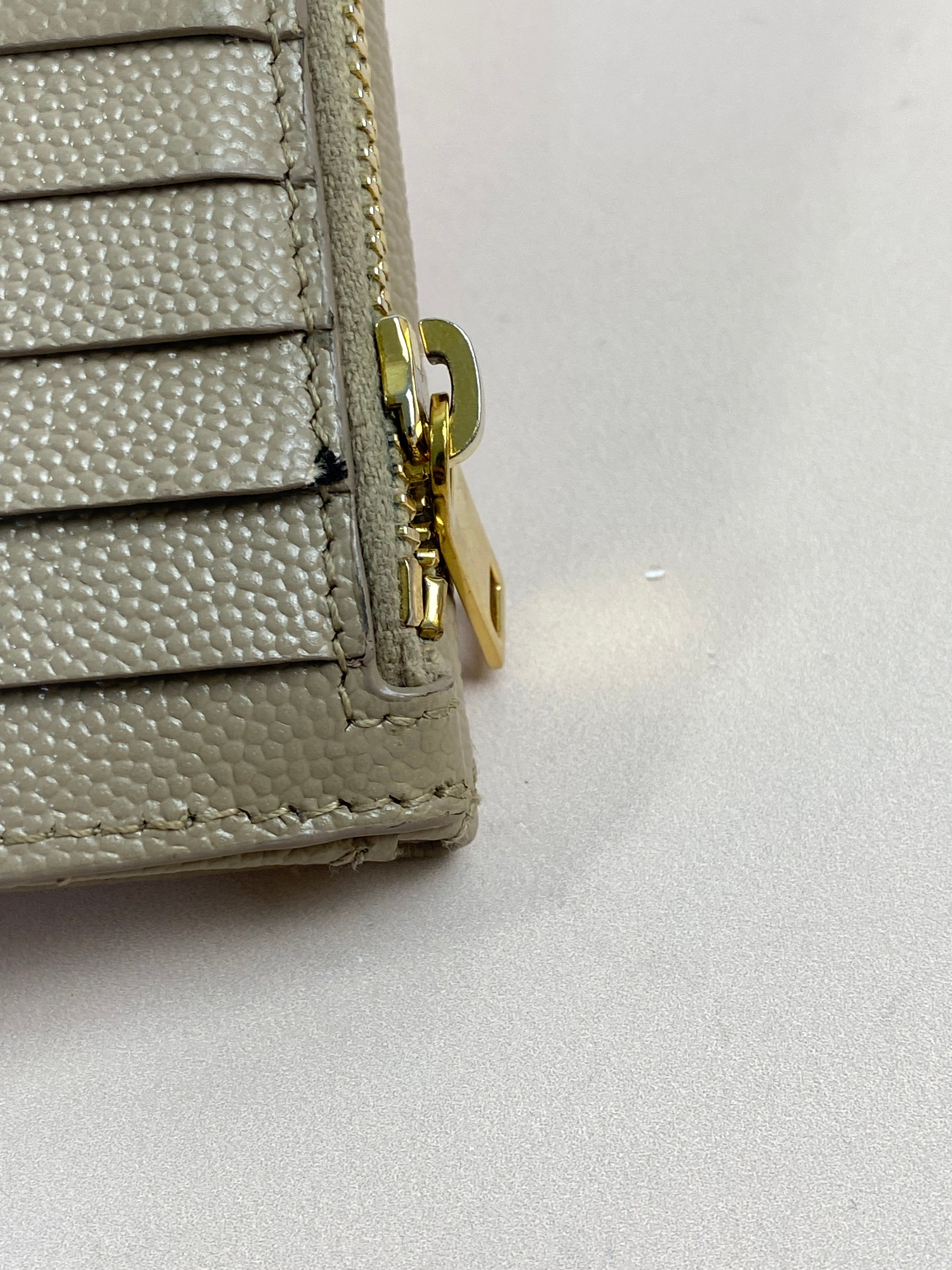 YSL Beige Quilted Cassandre Envelope Small Wallet