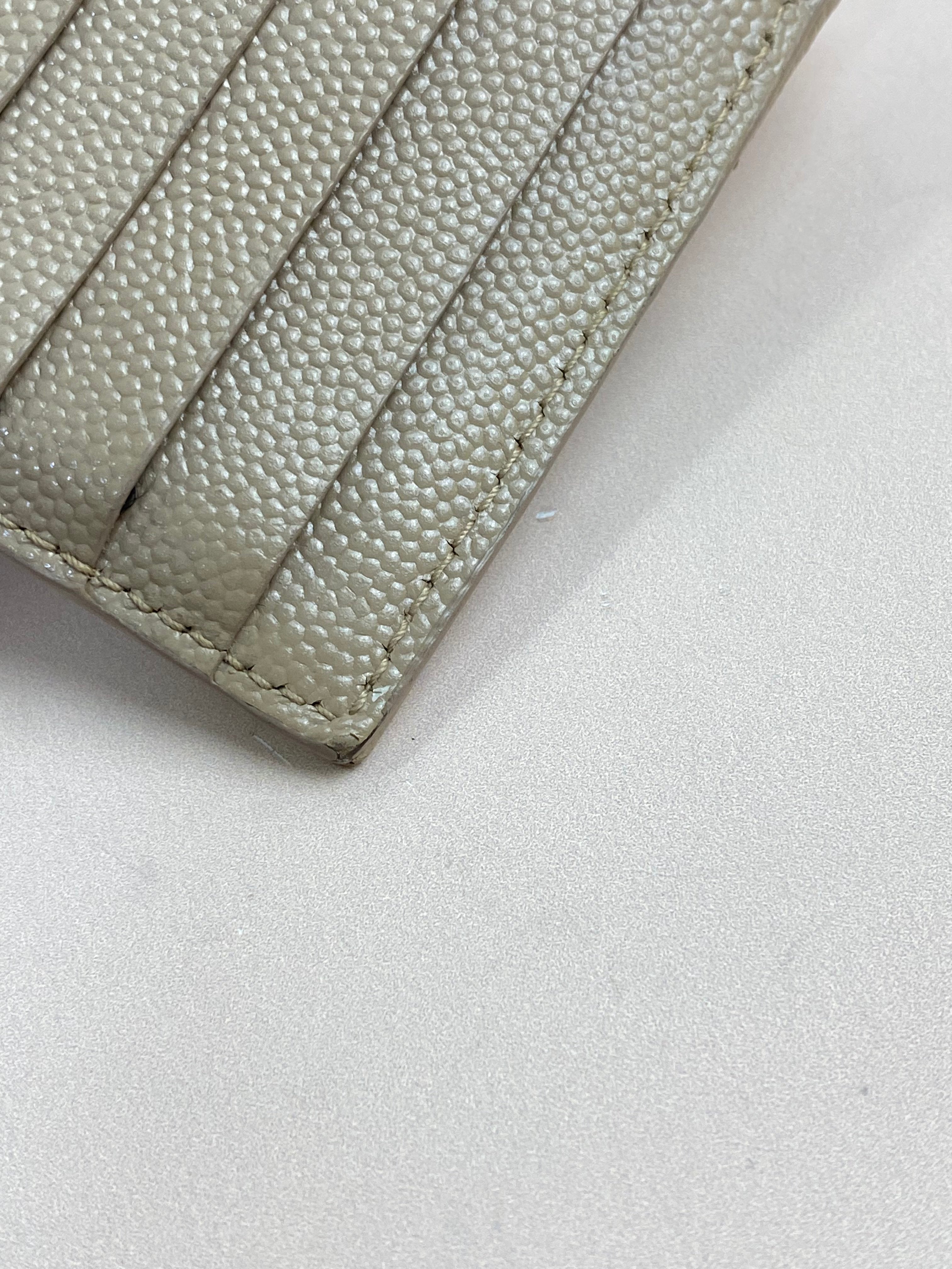 YSL Beige Quilted Cassandre Envelope Small Wallet