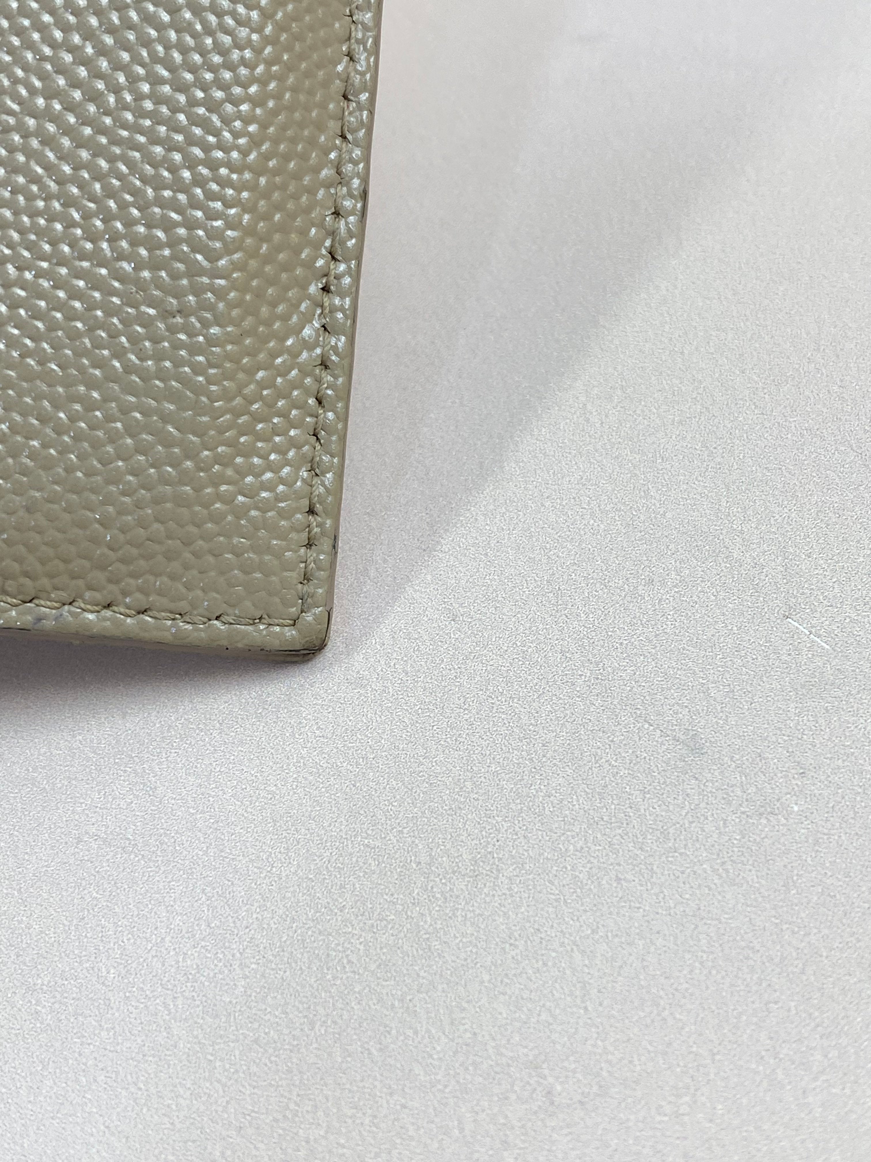 YSL Beige Quilted Cassandre Envelope Small Wallet