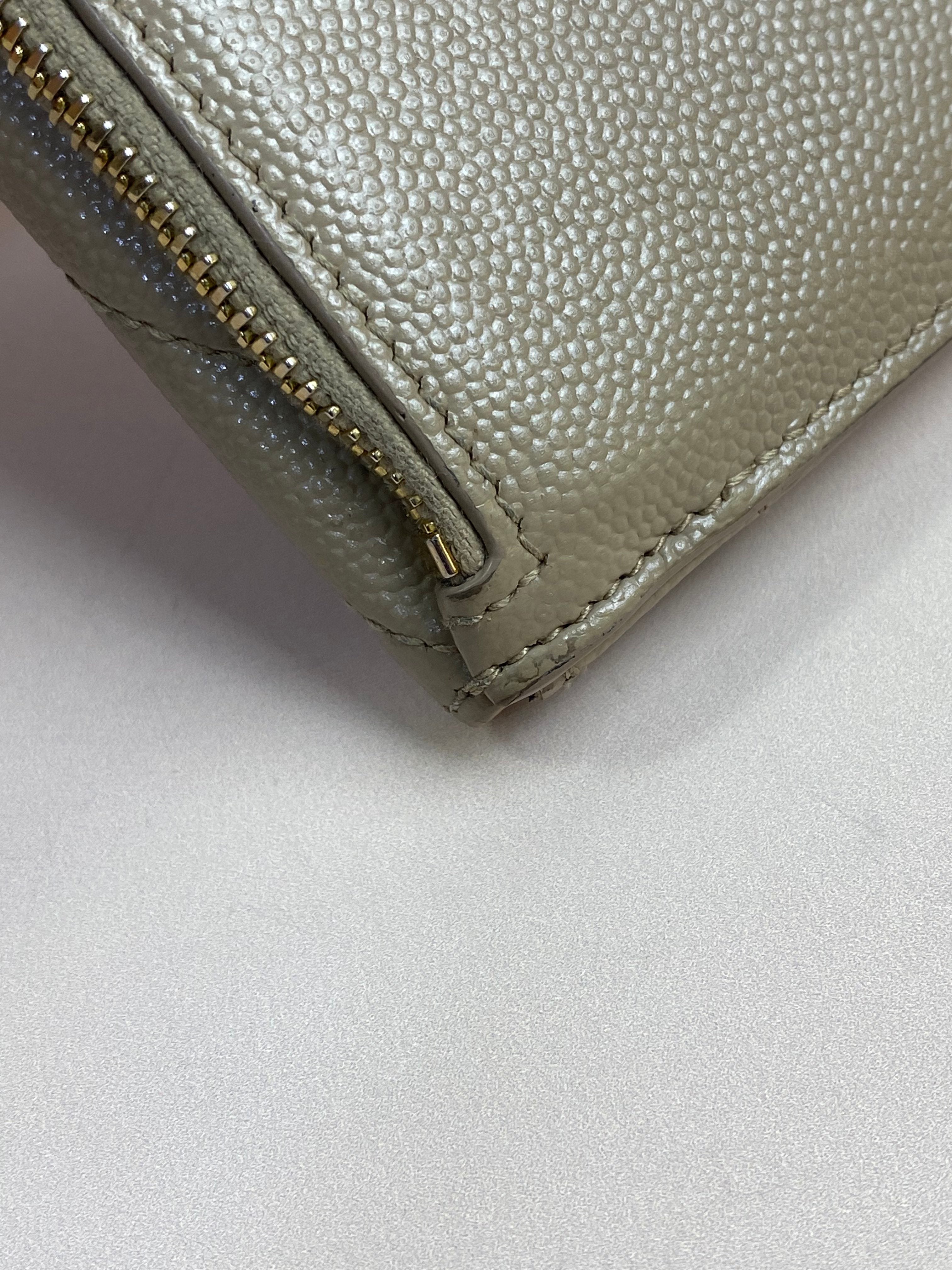 YSL Beige Quilted Cassandre Envelope Small Wallet