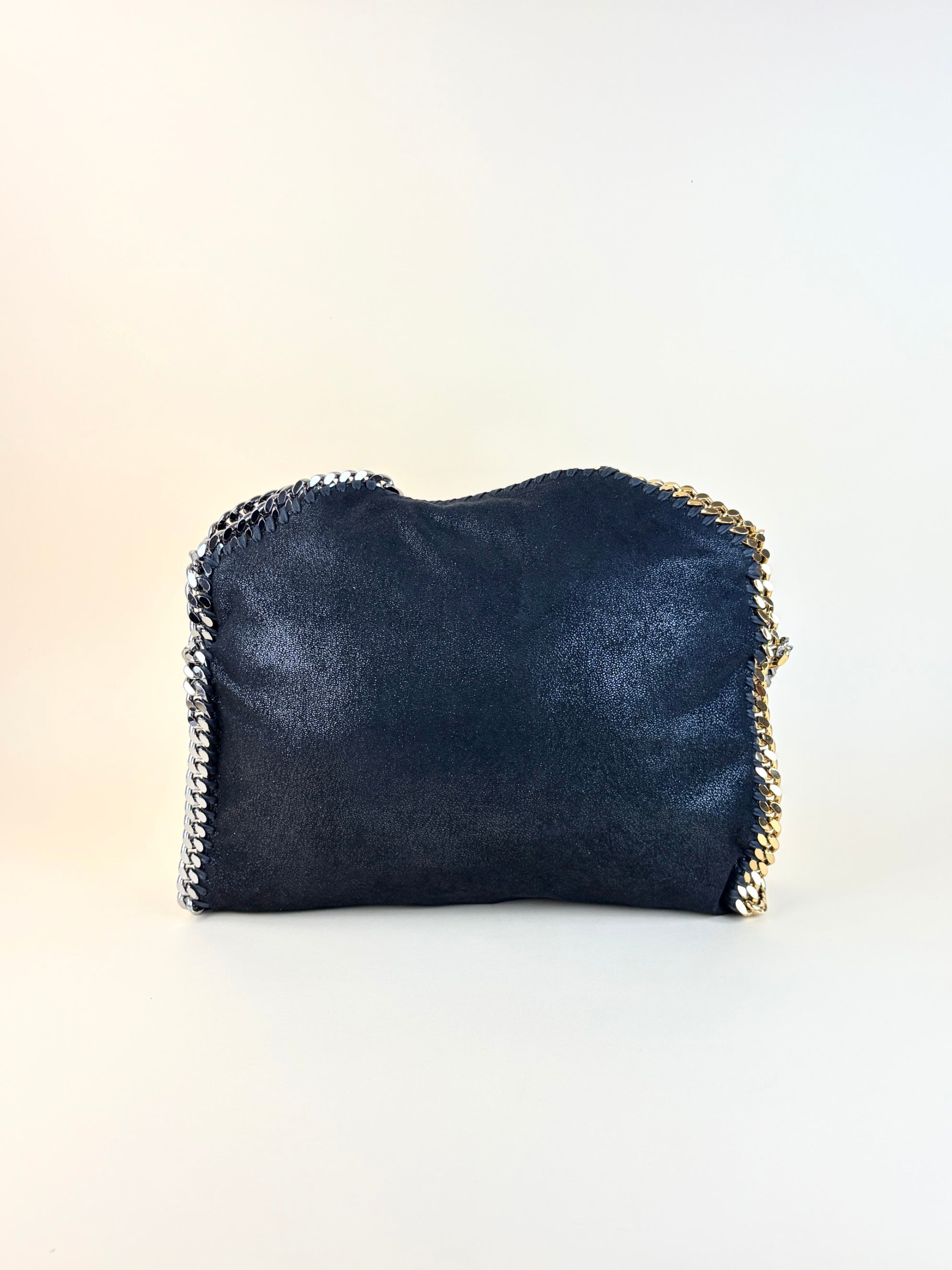 Stella McCartney Black Falabella fold over silver & gold