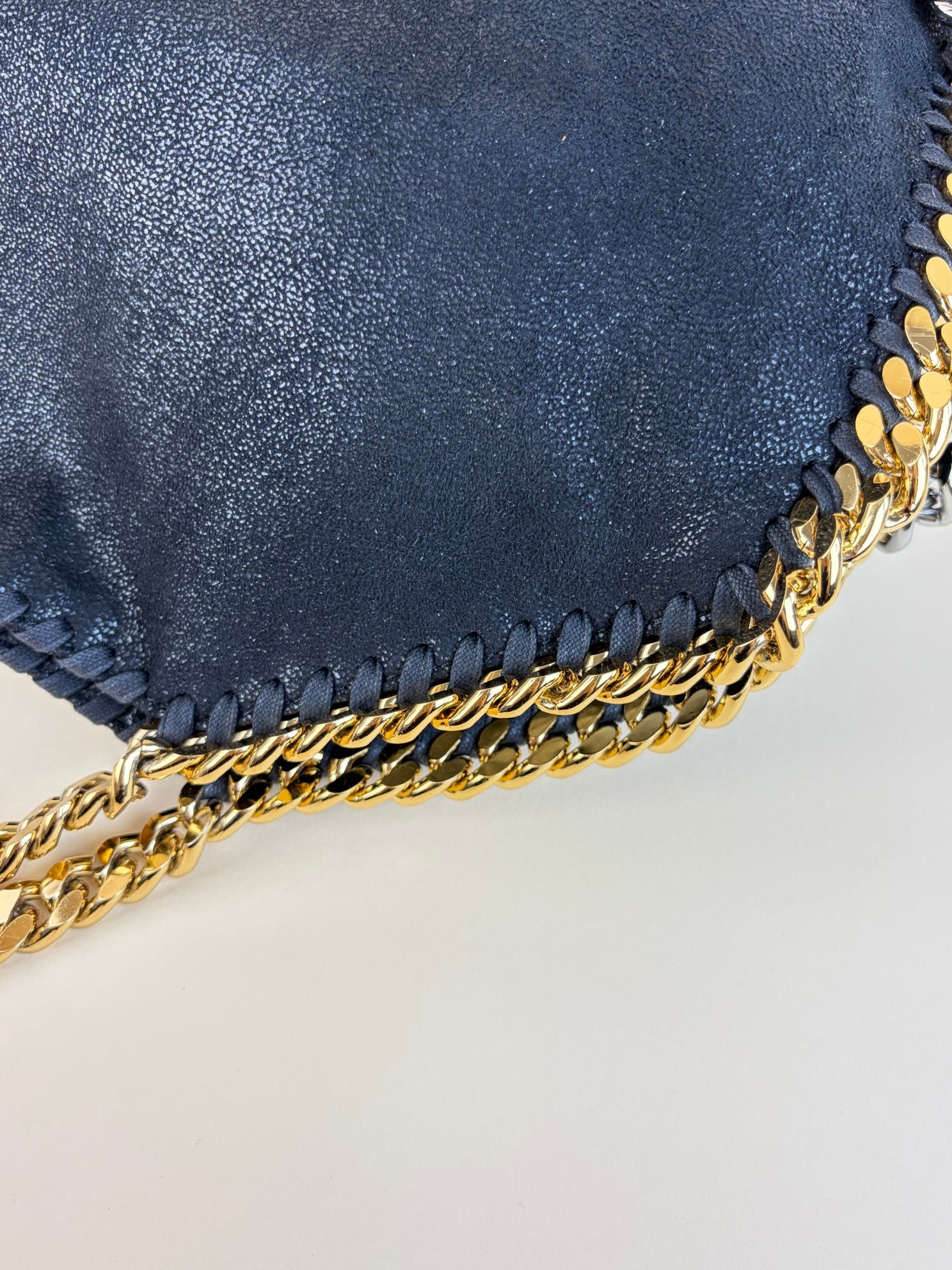 Stella McCartney Black Falabella fold over silver & gold