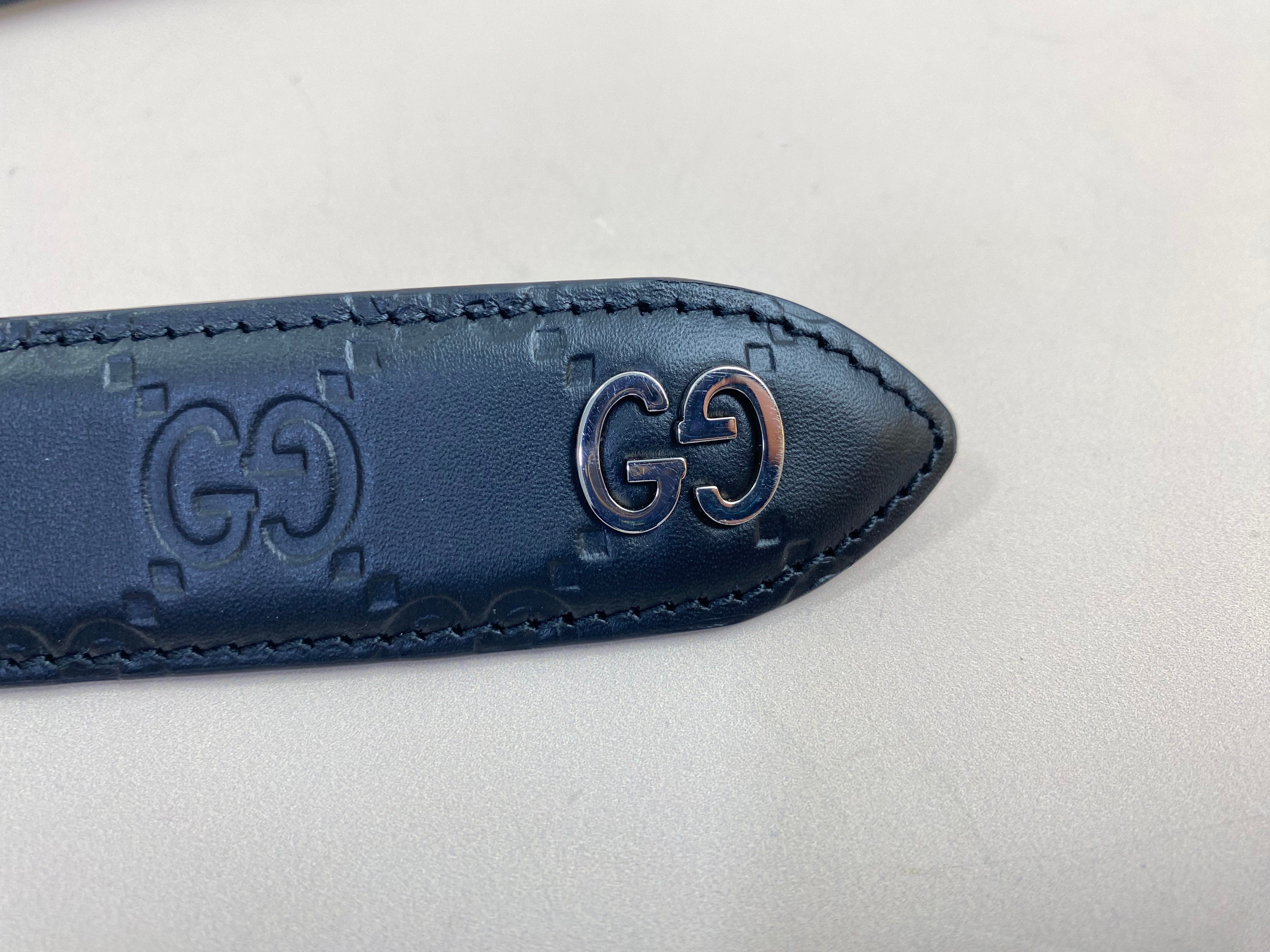 Gucci Black GG Printed Guccissima Belt 46