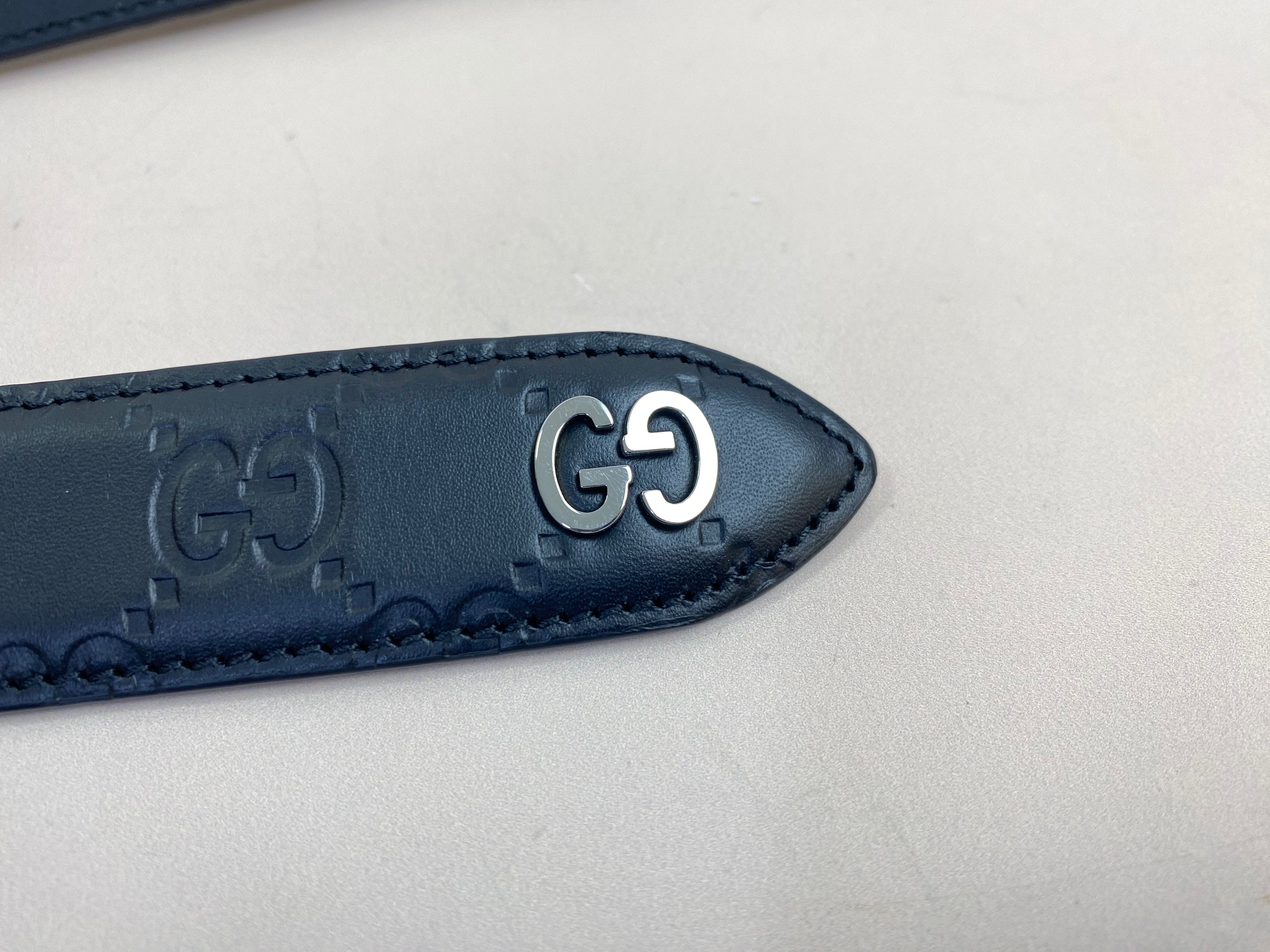 Gucci Black GG Printed Guccissima Belt 46