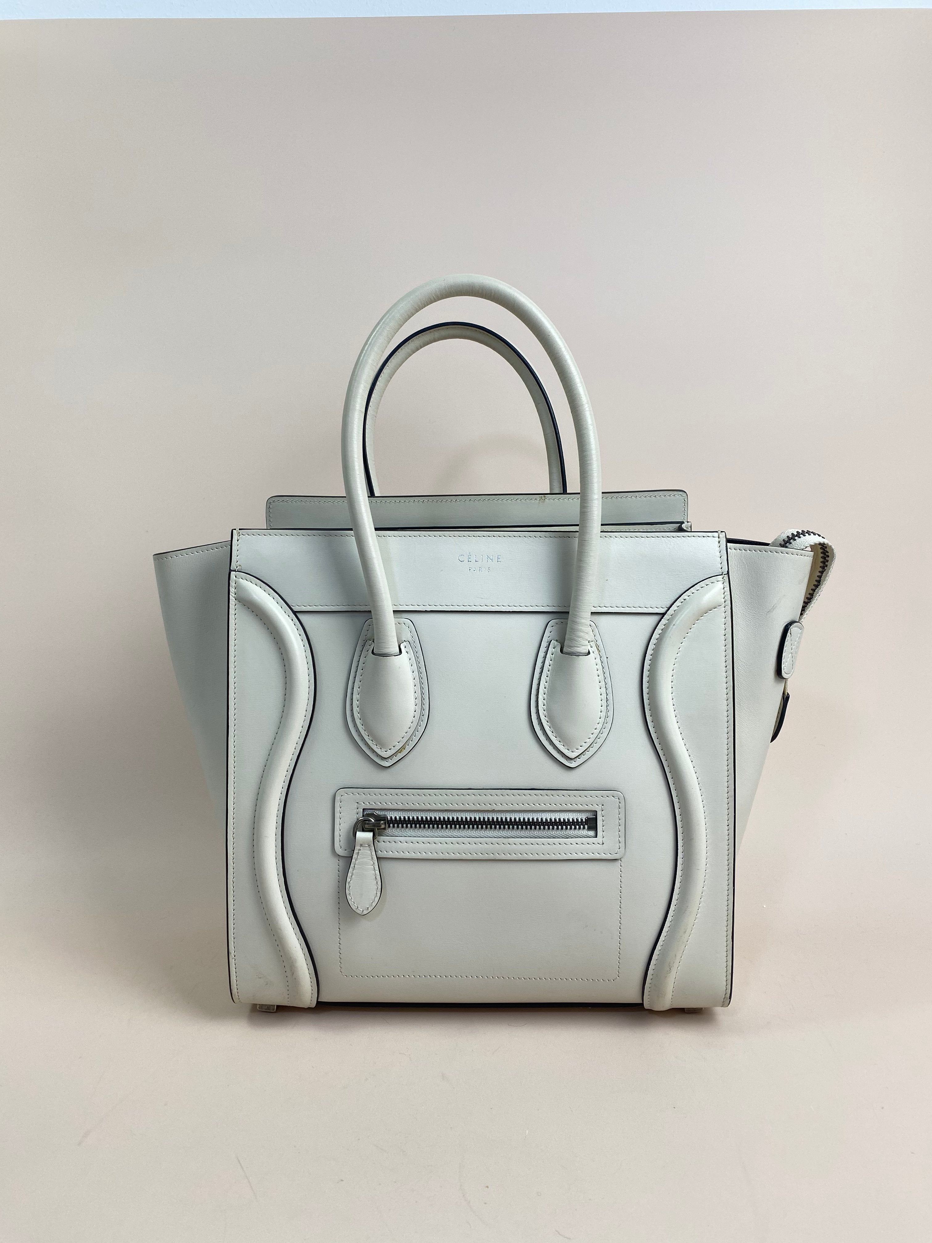 Celine Off White Micro Luggage Tote Bag
