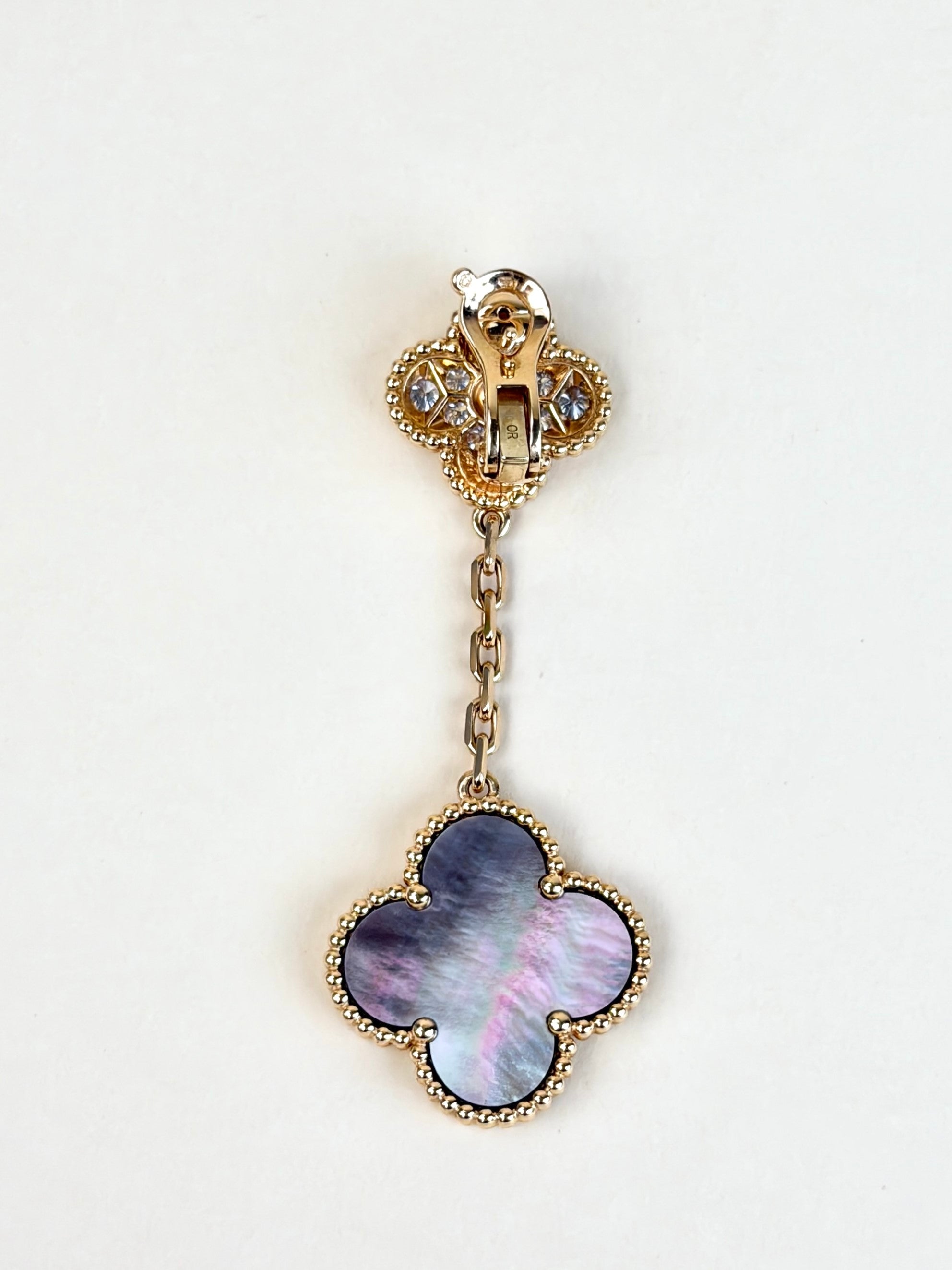 Van Cleef magic alhambra 2motifs 18 k rose gold and grey mother of pearl