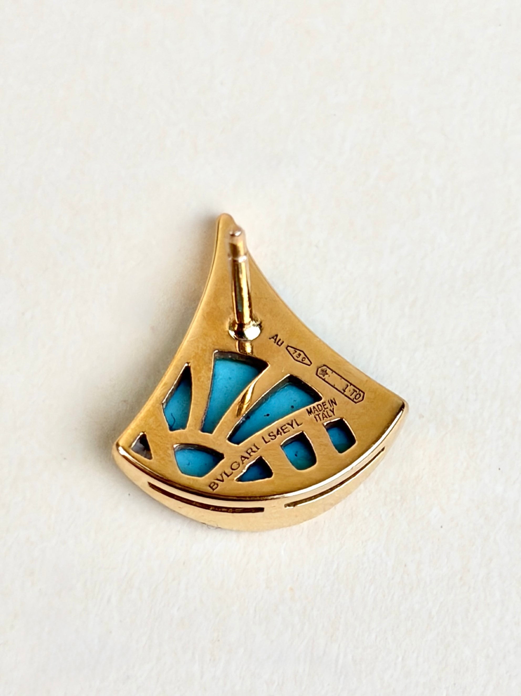 Bvlgari 18K Rose Gold with turquoise and pave diamonds earrings Earrings