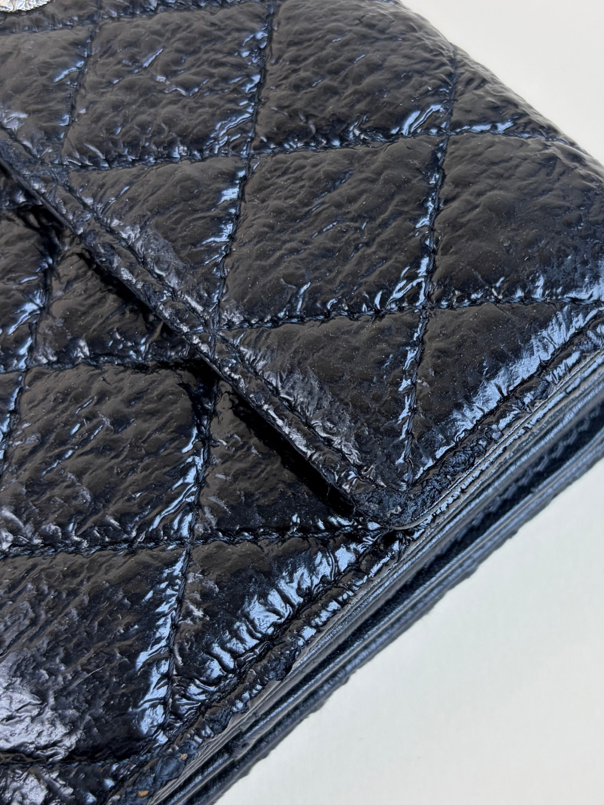 Chanel black new button bi-fold coated tweed wallet