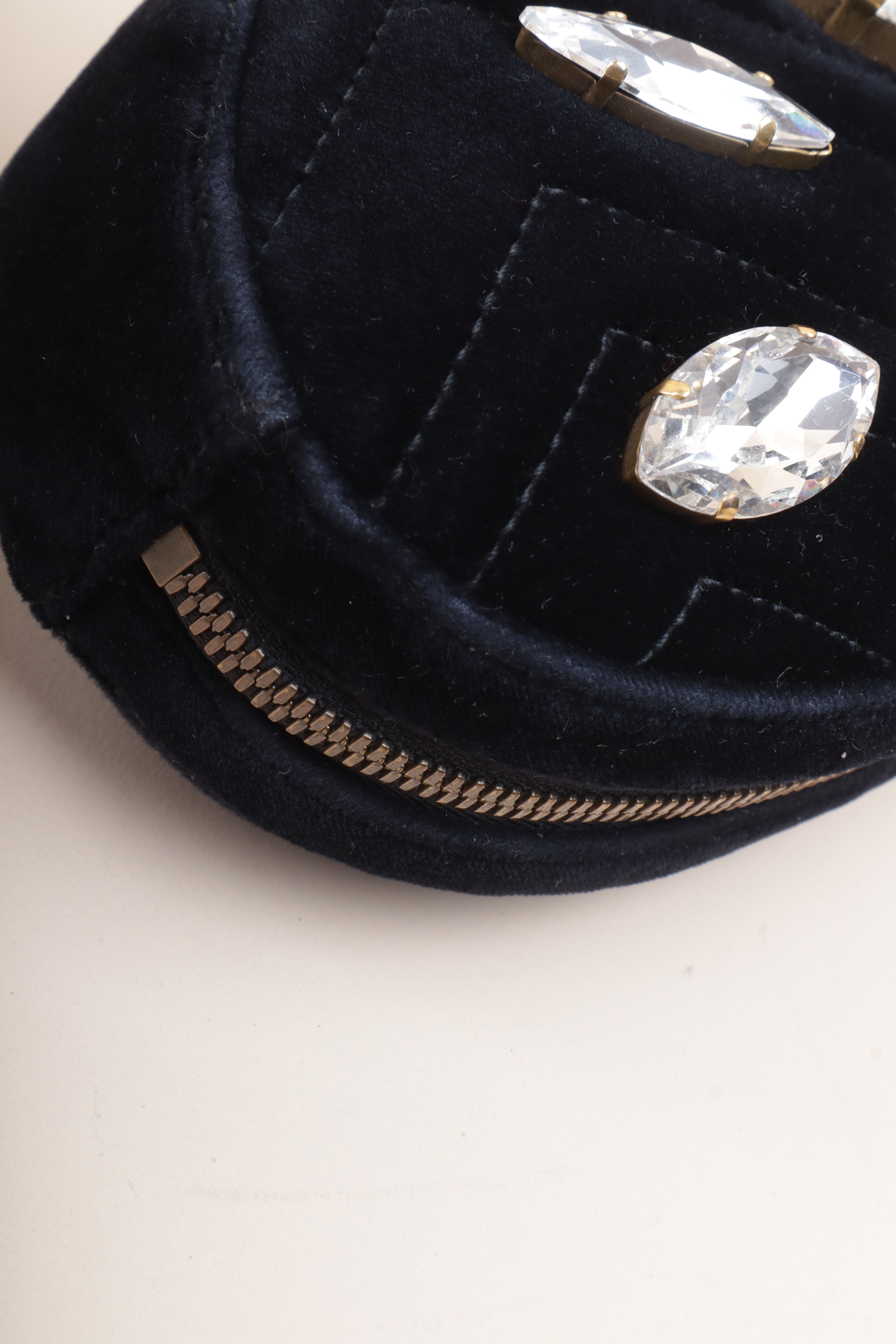 Gucci Black marquise Velvet Marmont Mini Belt Bag