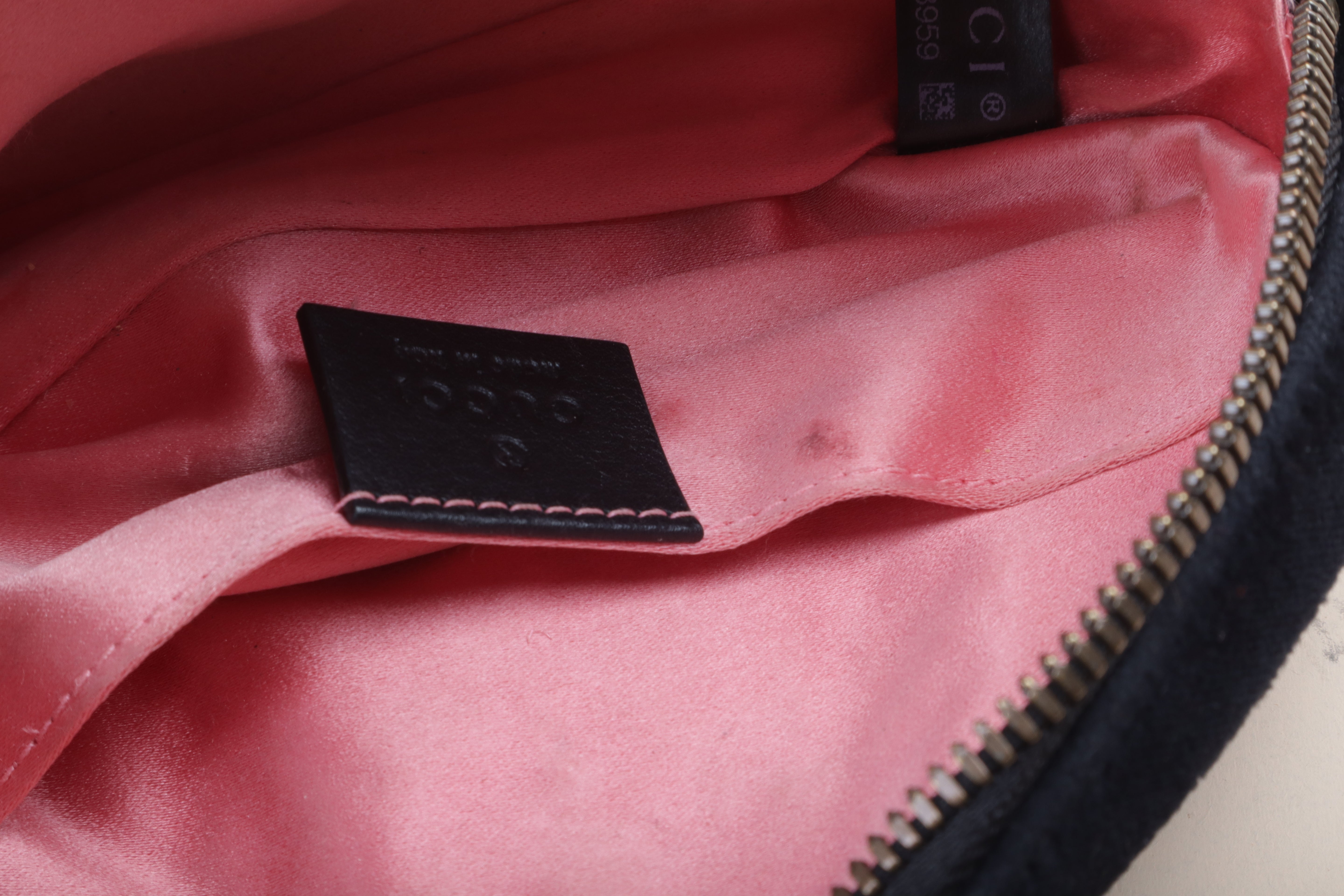 Gucci Black marquise Velvet Marmont Mini Belt Bag