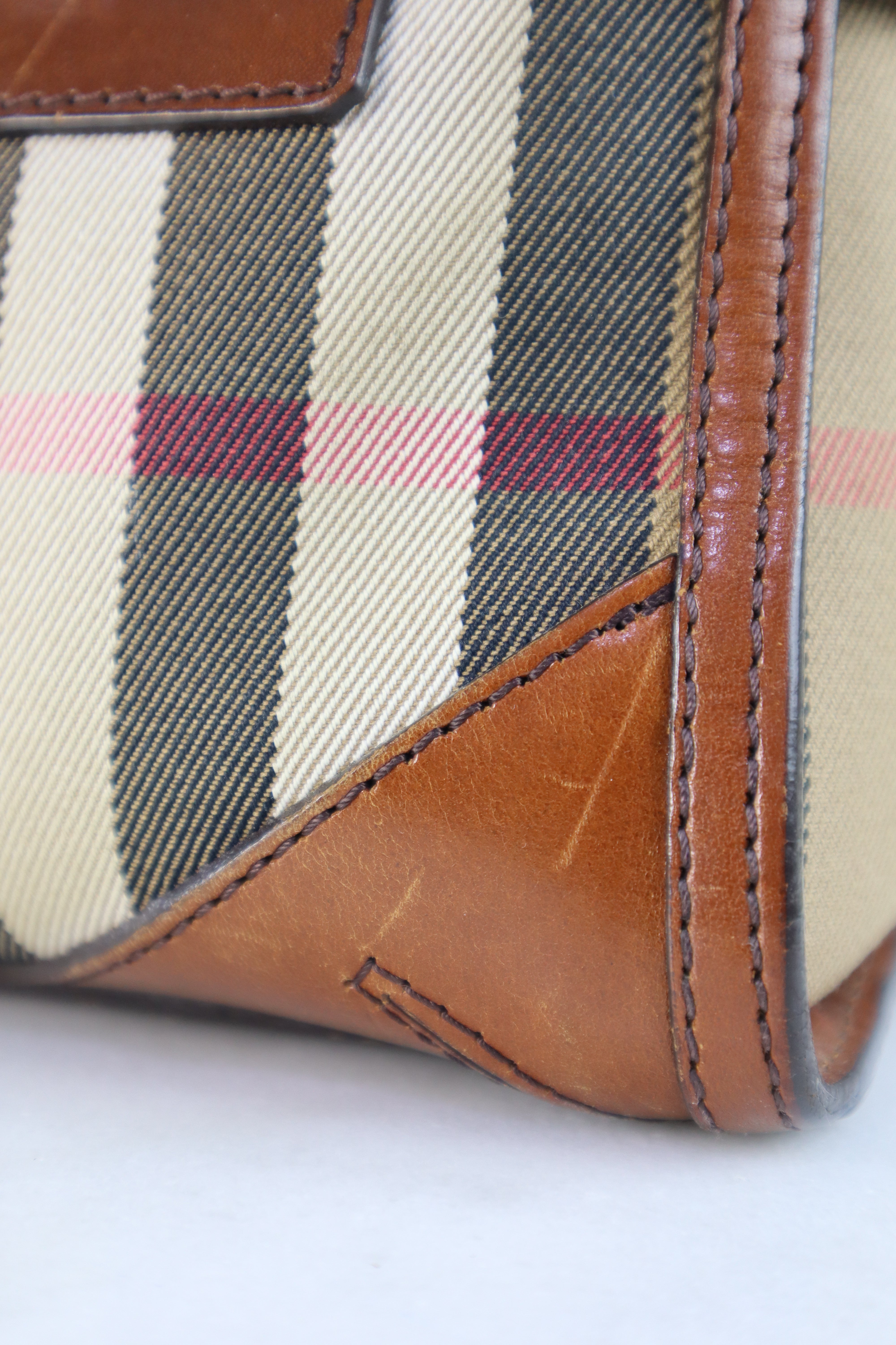 Burberry Brown House check Bridle Bowling Bag W/ Strap