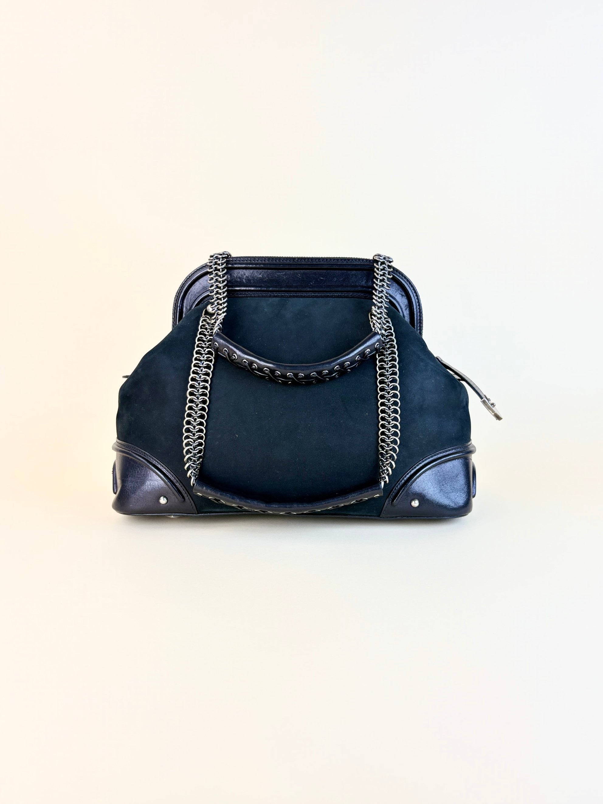 Christian Dior black Nubuck jeame frame bag