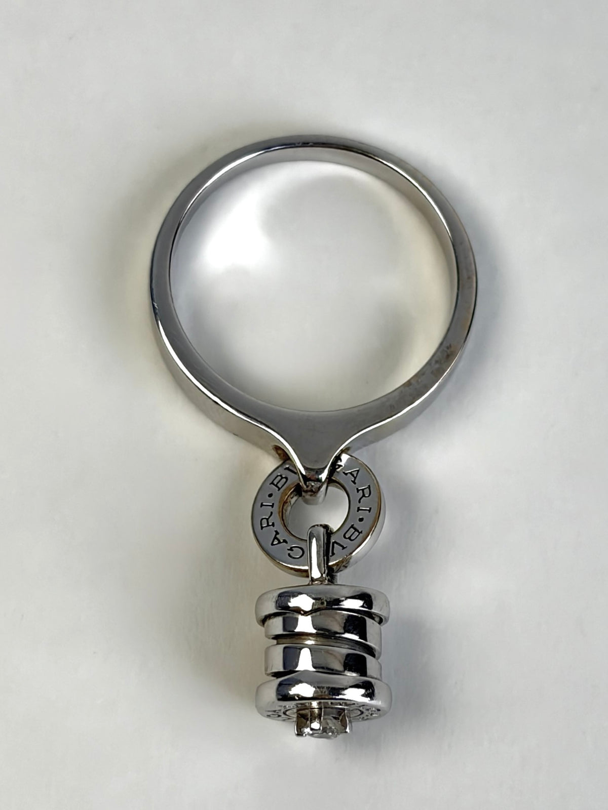Bvlgari 18K White Gold B. Zero1 element charm ring diamond