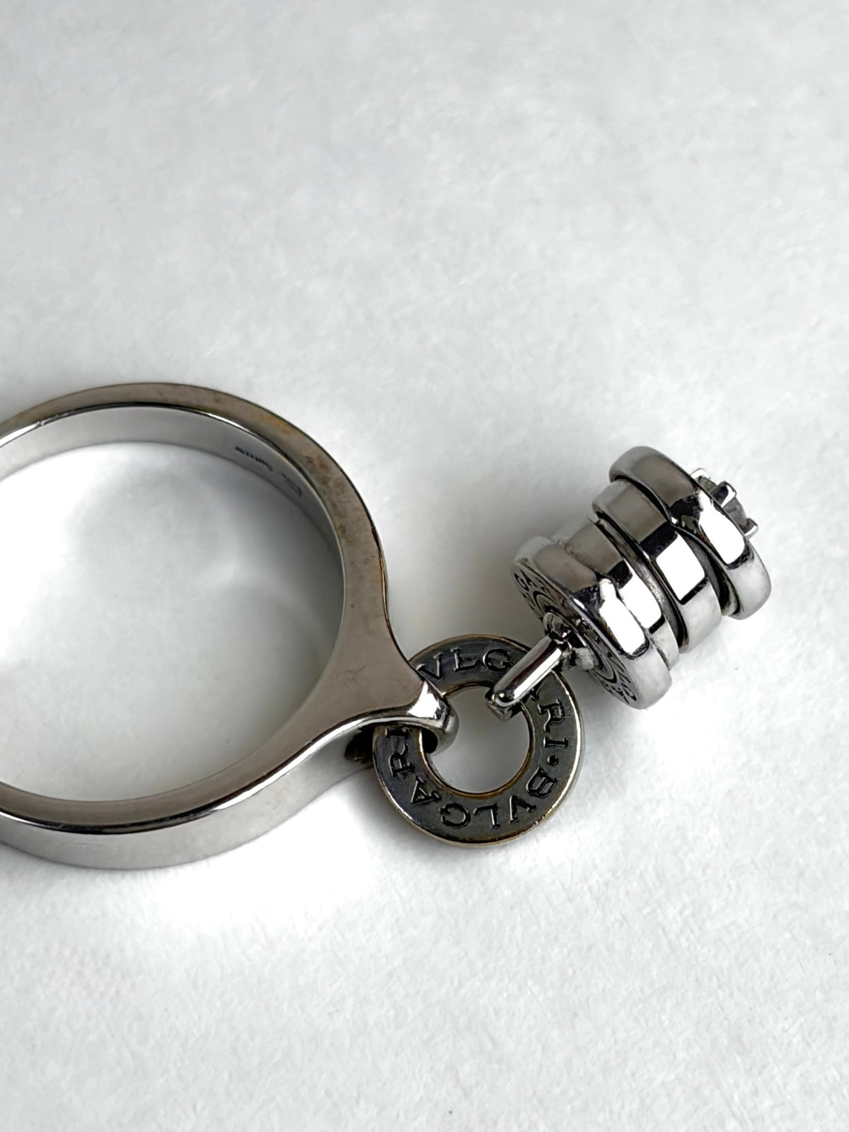 Bvlgari 18K White Gold B. Zero1 element charm ring diamond