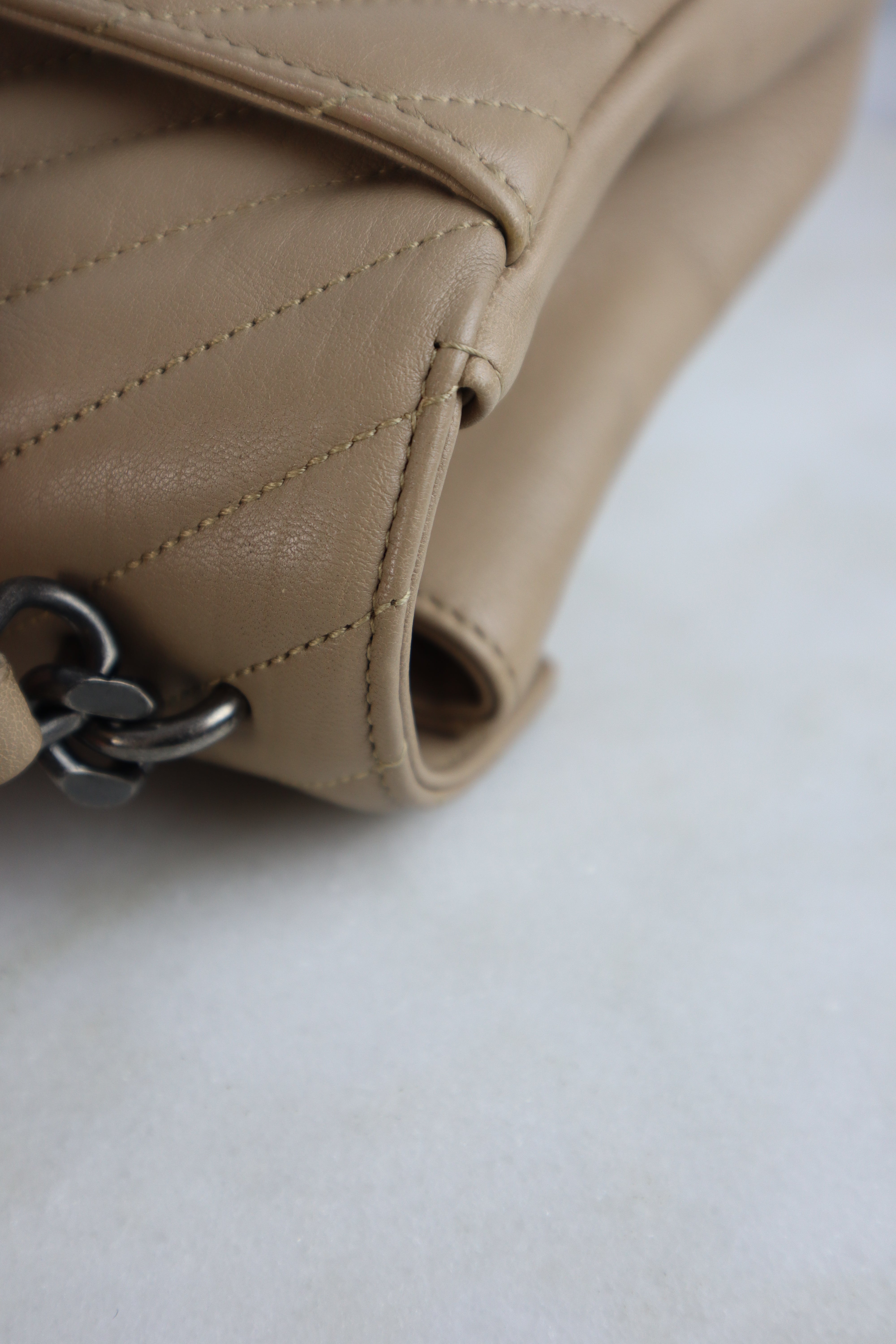 YSL Beige Matelasse Chevron Collage Medium Bag