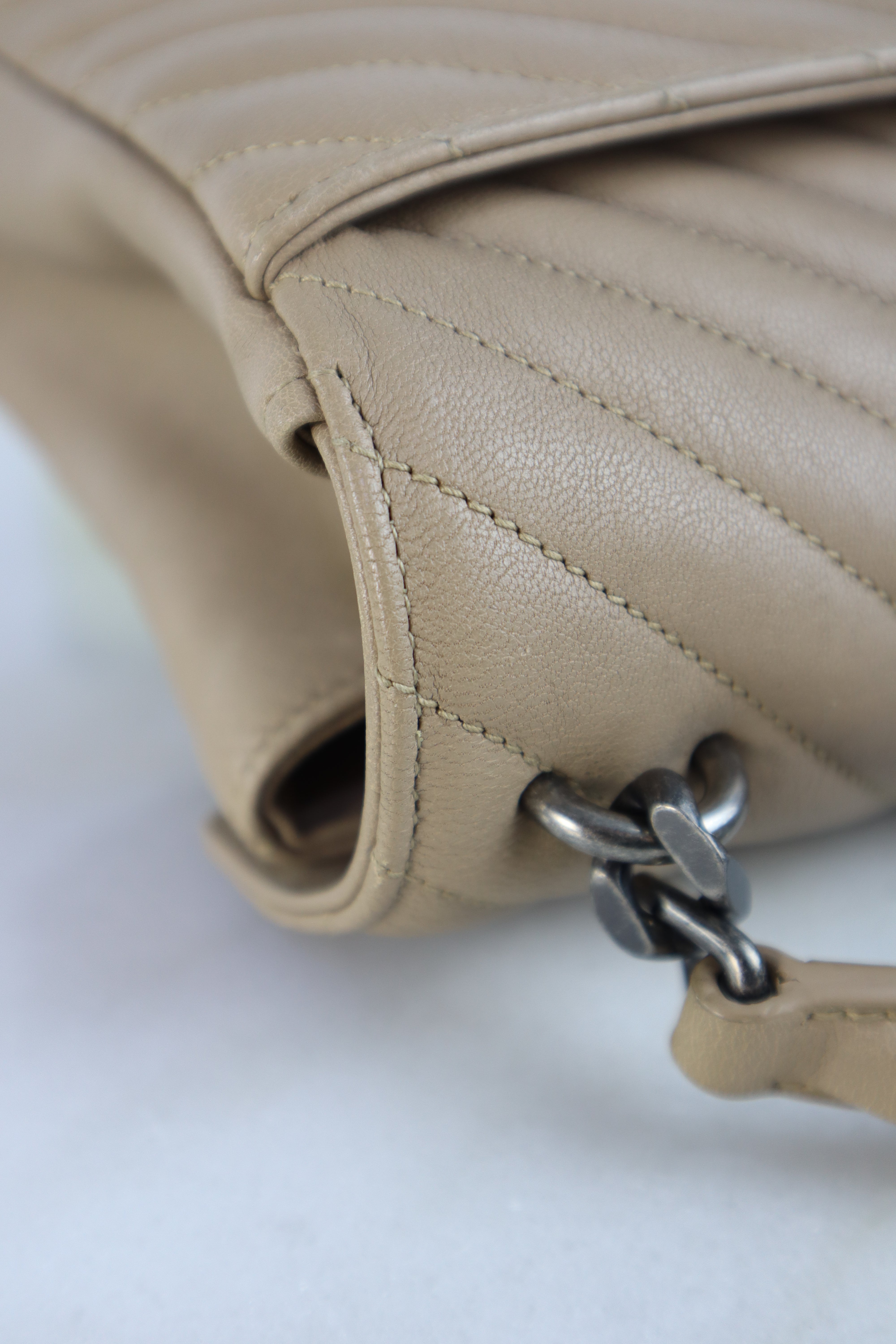 YSL Beige Matelasse Chevron Collage Medium Bag
