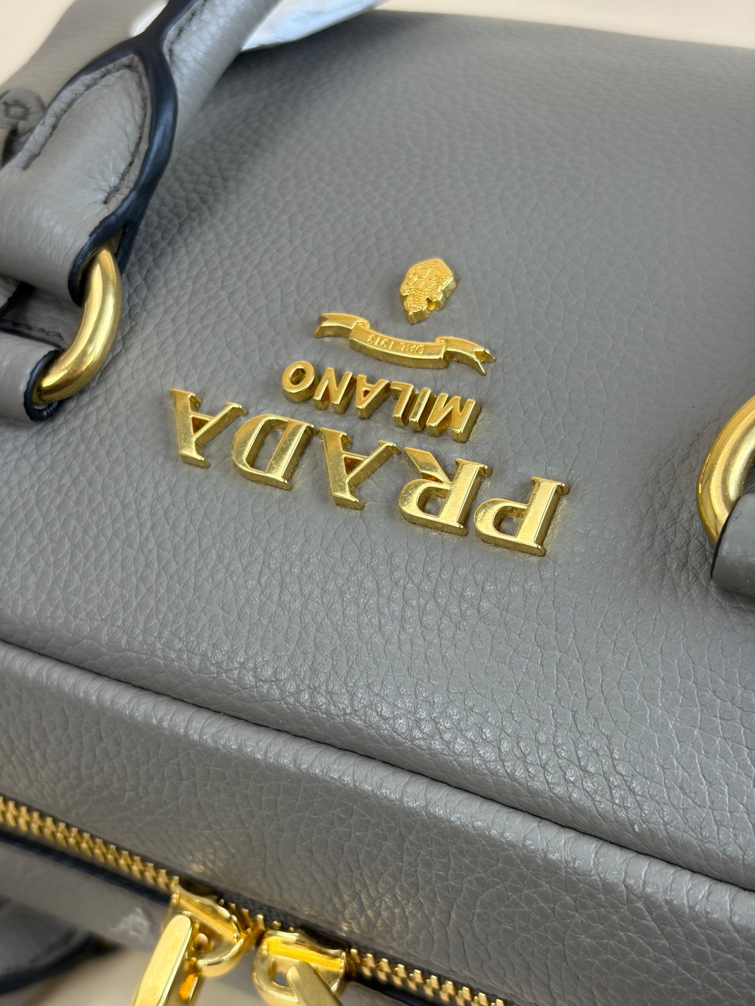 PRADA Baulletto grey leather