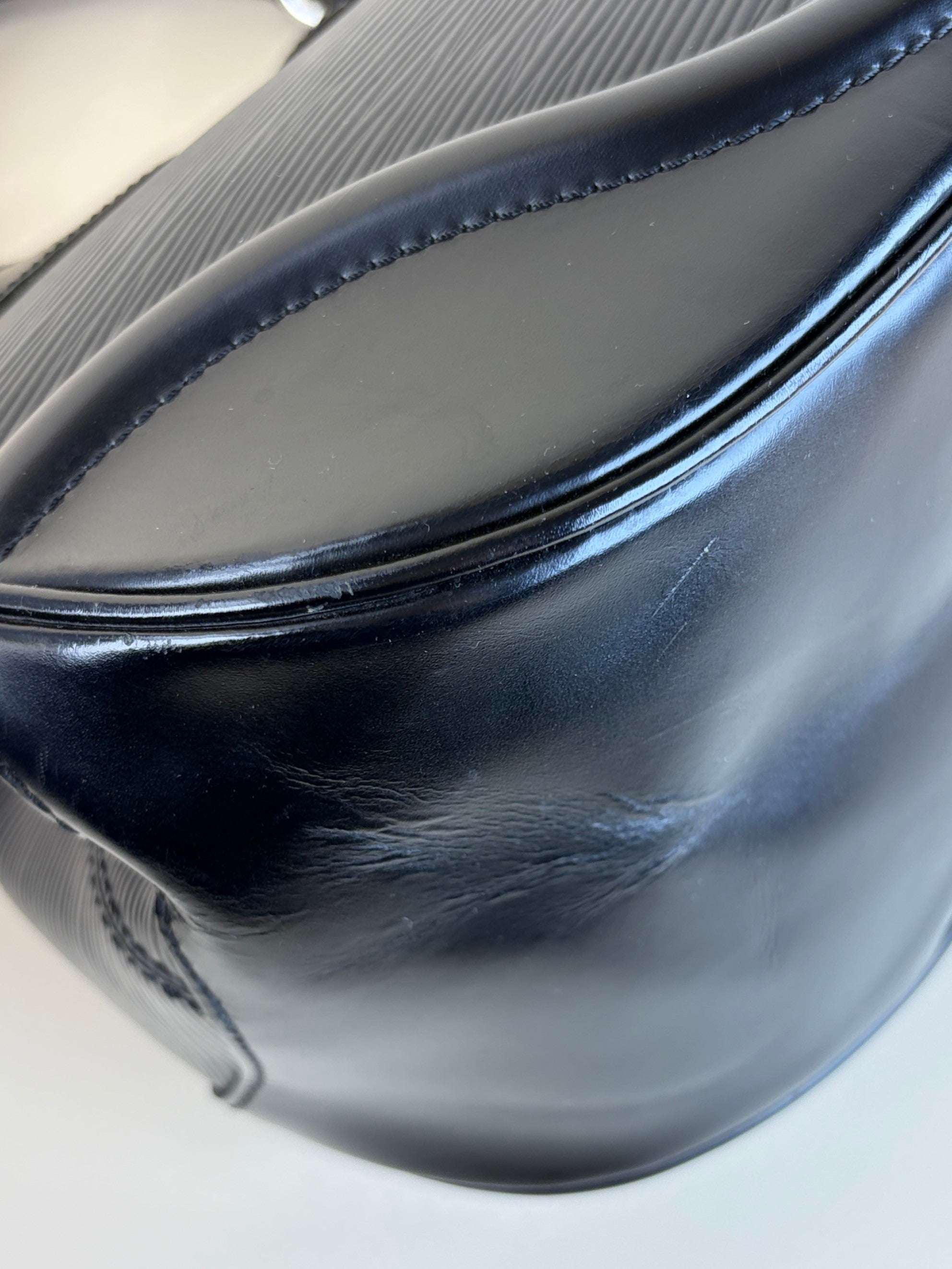 Louis Vuitton black epi leather Montaigne tote bag