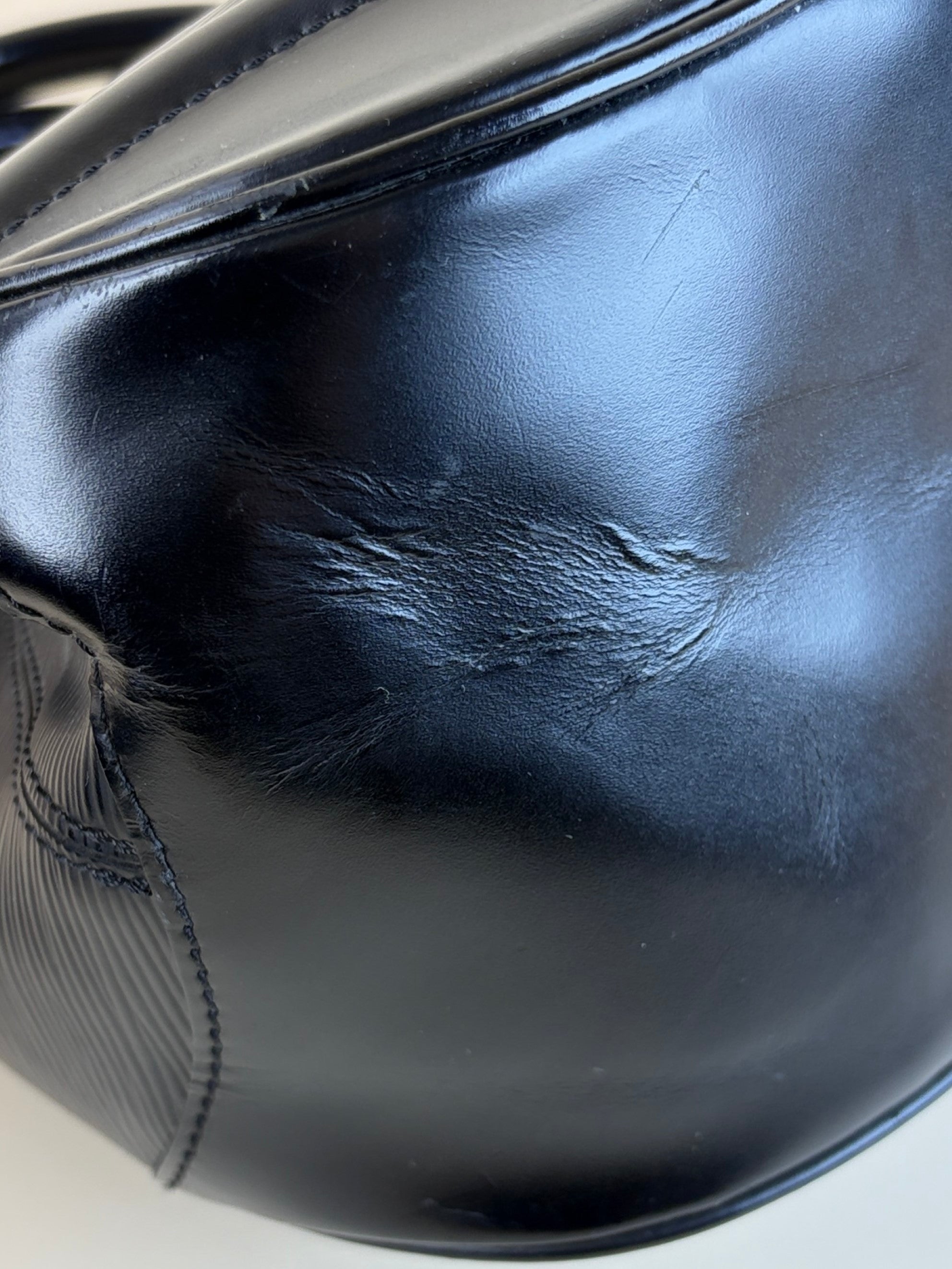 Louis Vuitton black epi leather Montaigne tote bag