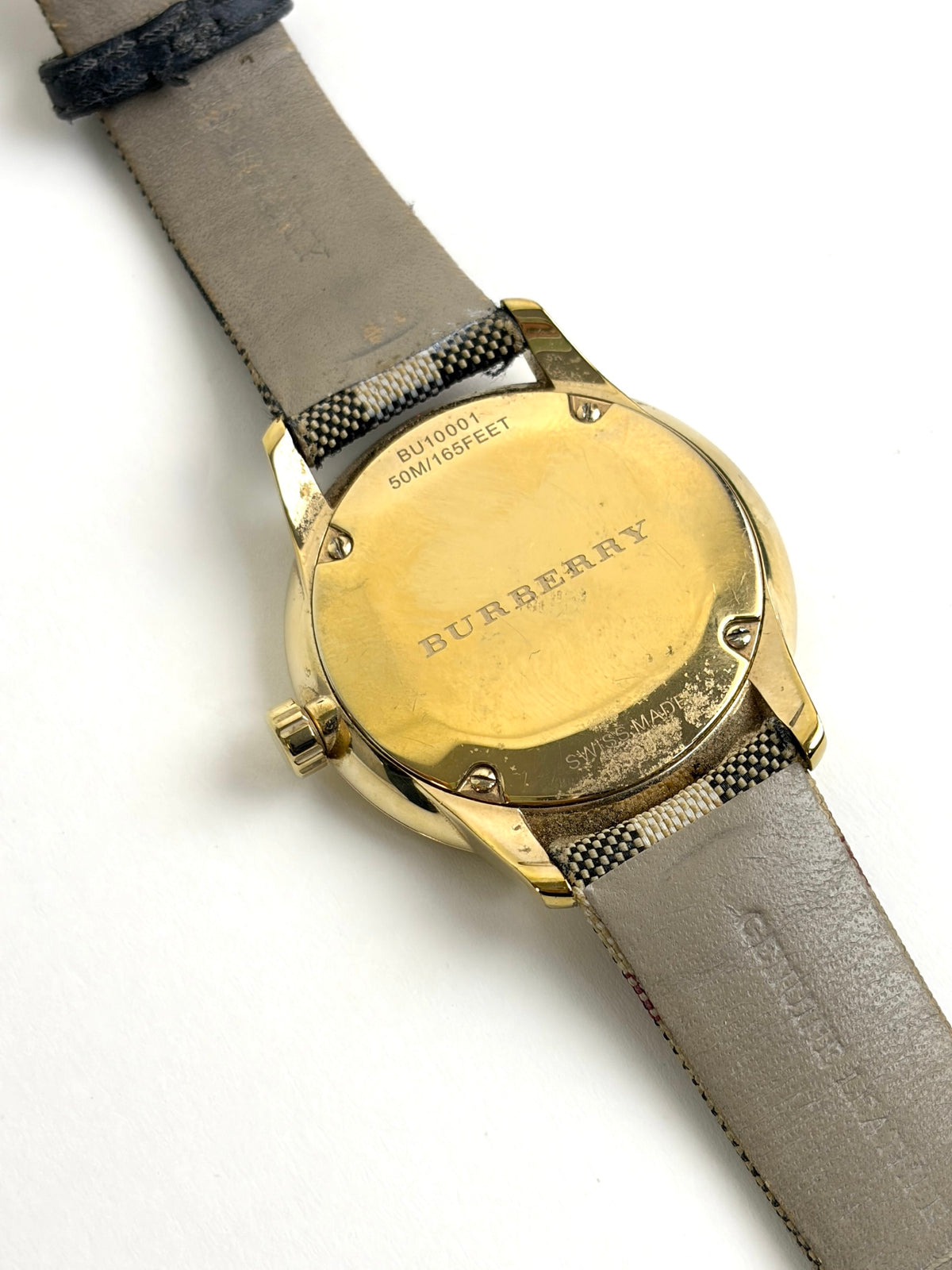 Burberry Stainless Steel case Honey Check fabric wristwatch