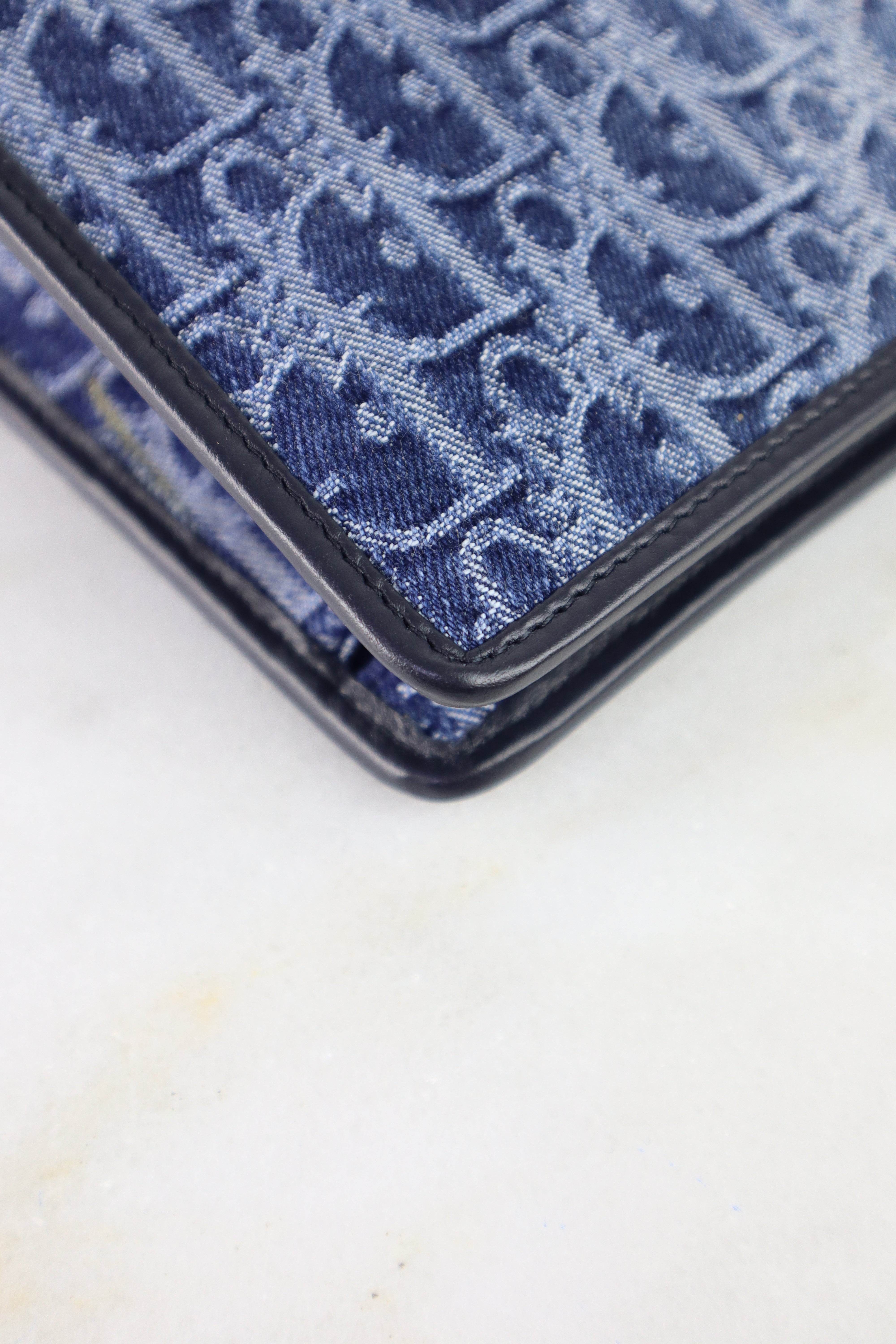 Christian Dior Blue Denim 3D Dea Montaigne Pouch