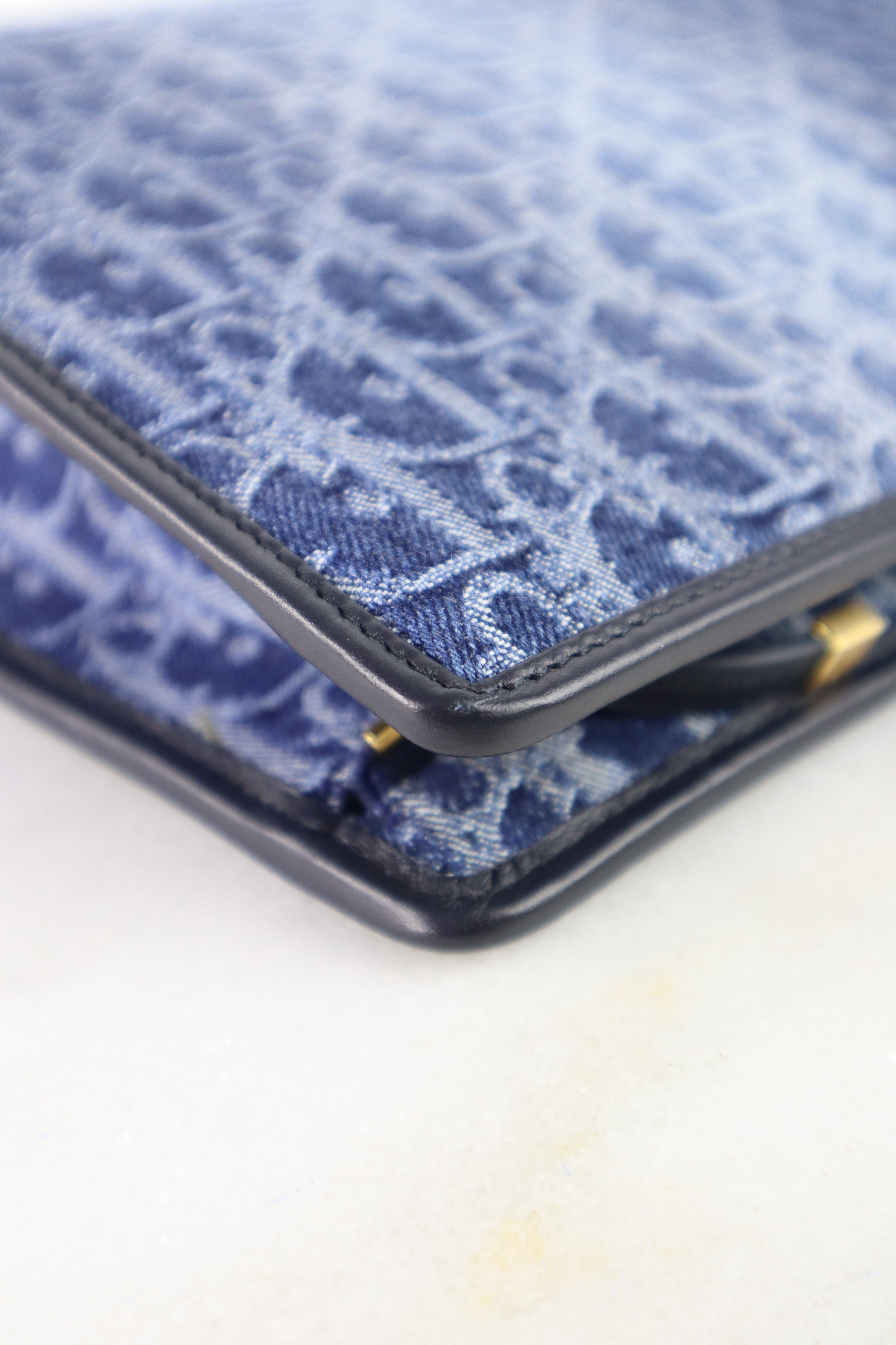 Christian Dior Blue Denim 3D Dea Montaigne Pouch