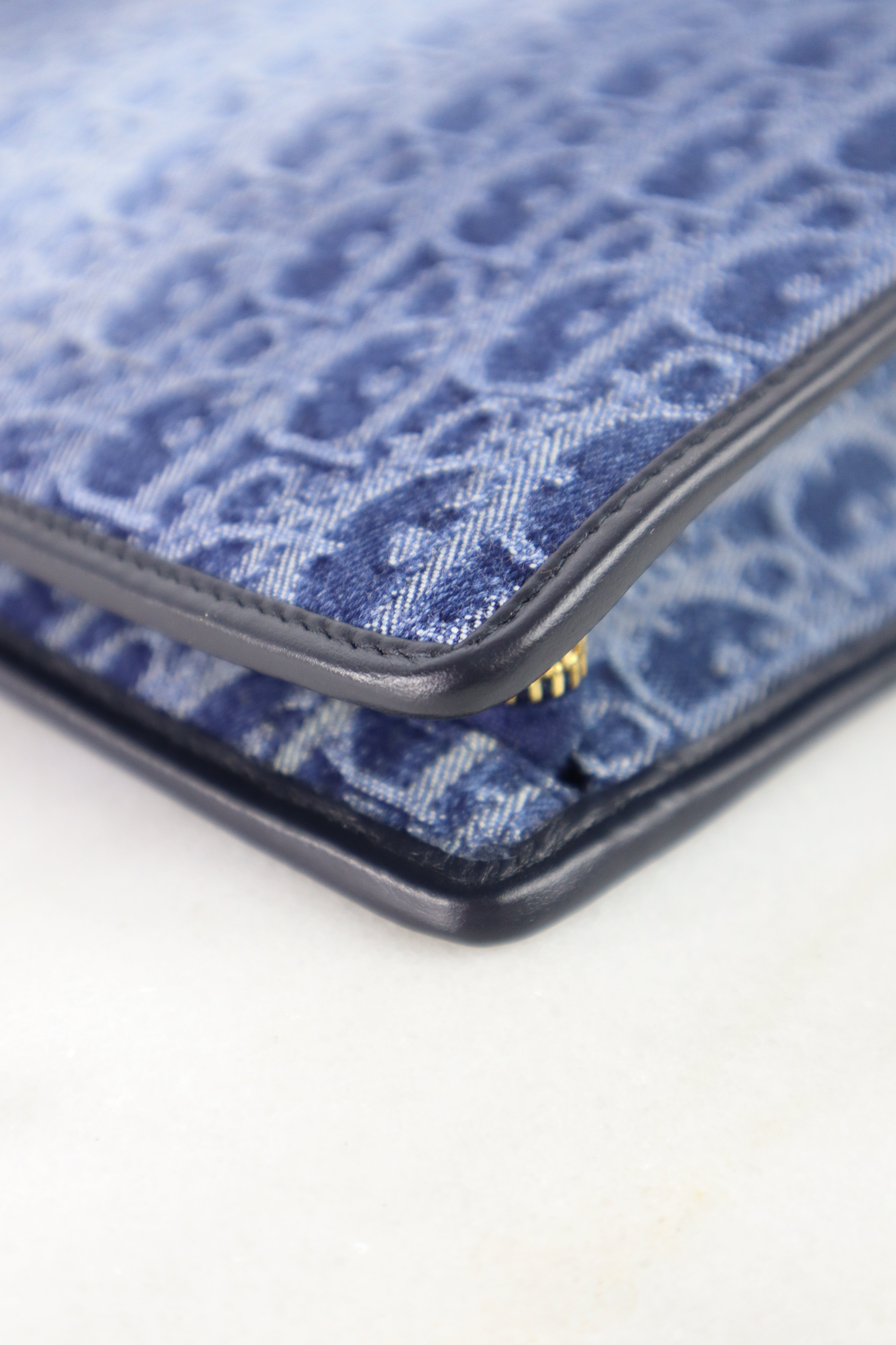 Christian Dior Blue Denim 3D Dea Montaigne Pouch