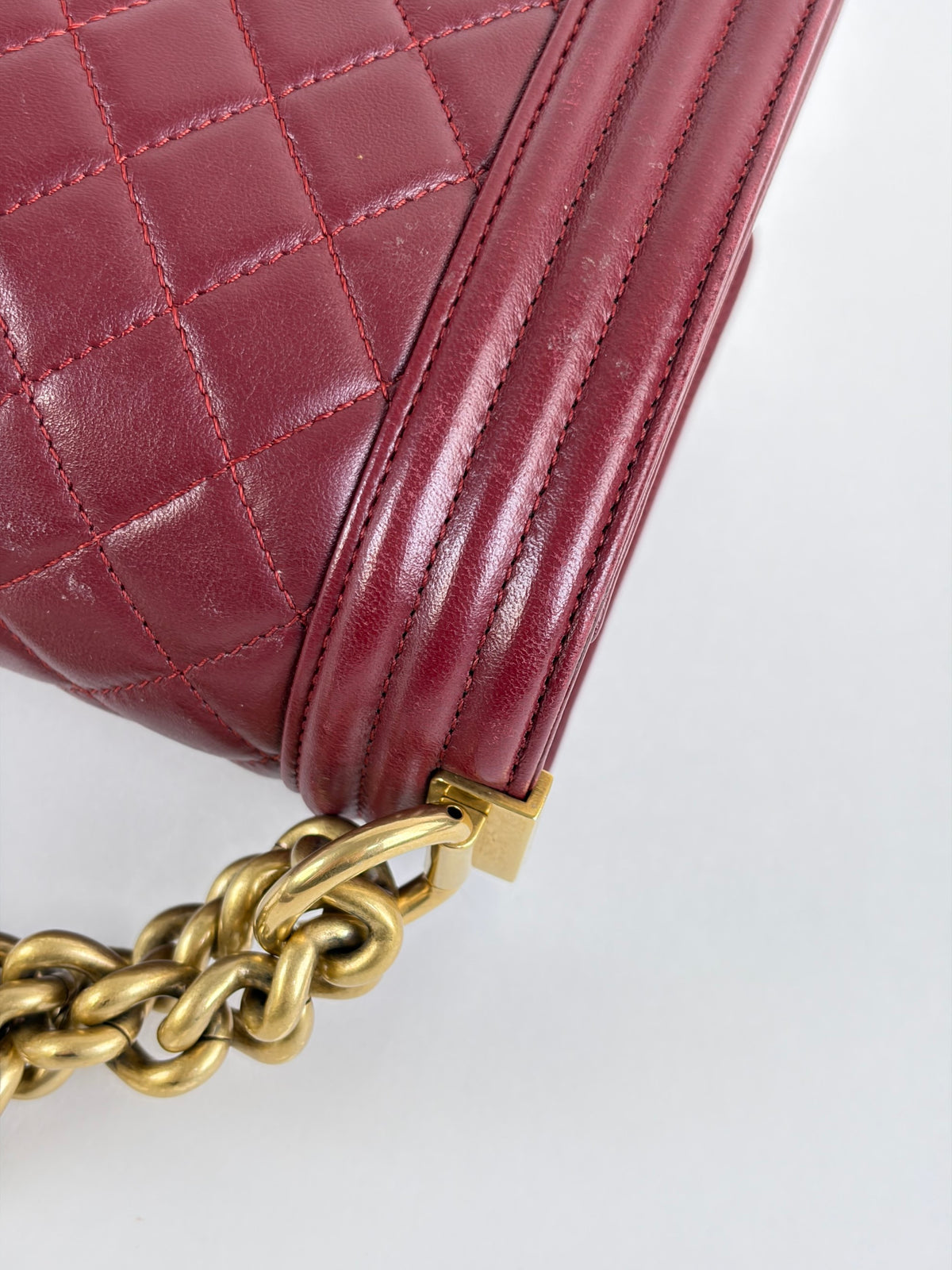 Chanel burgundy boy medium lambskin quilted
