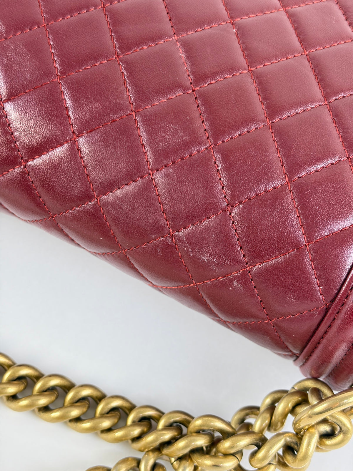 Chanel burgundy boy medium lambskin quilted