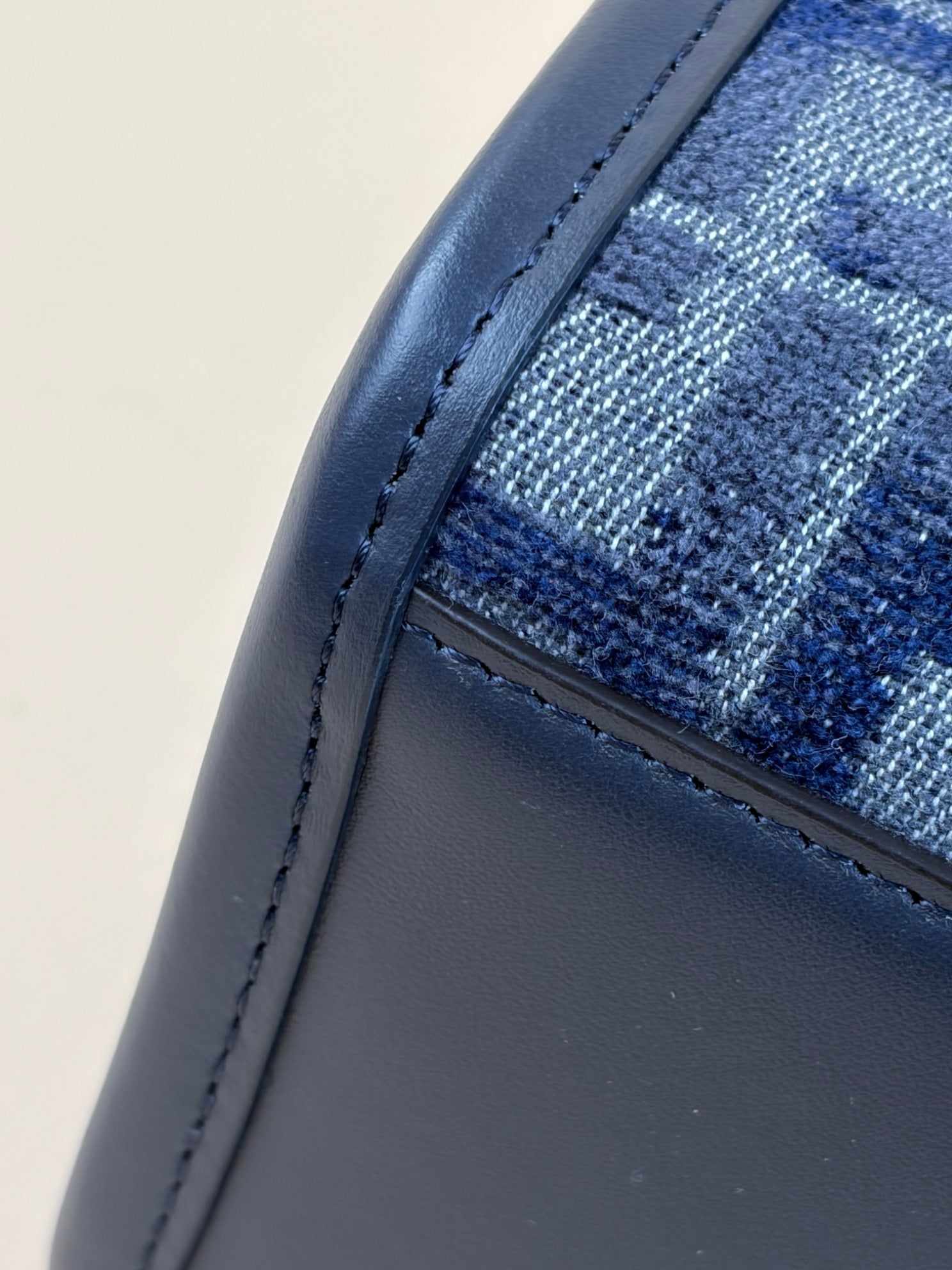 Fendi dark blue FF chenille shopper small Tote Bag with Strap