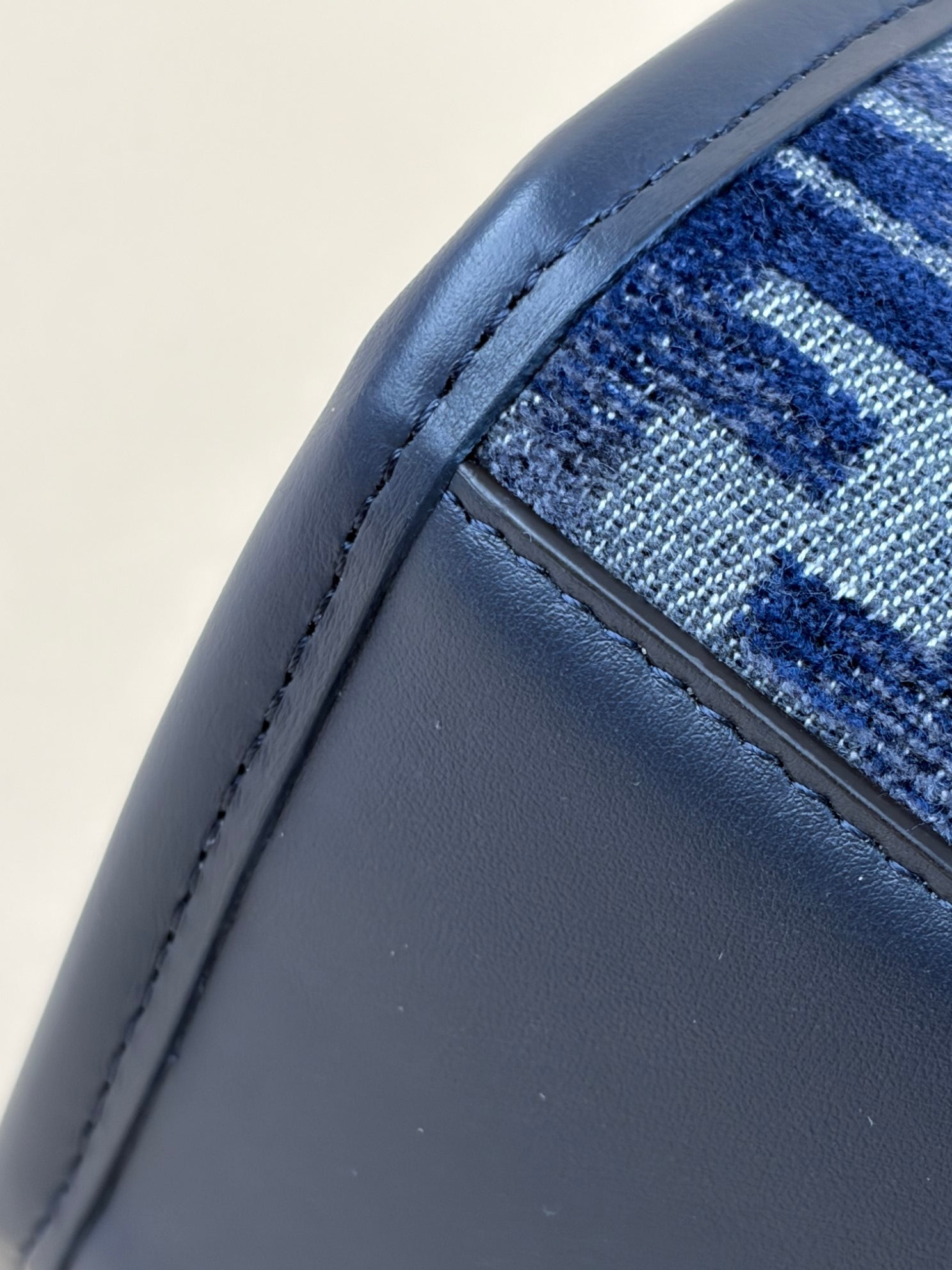 Fendi dark blue FF chenille shopper small Tote Bag with Strap