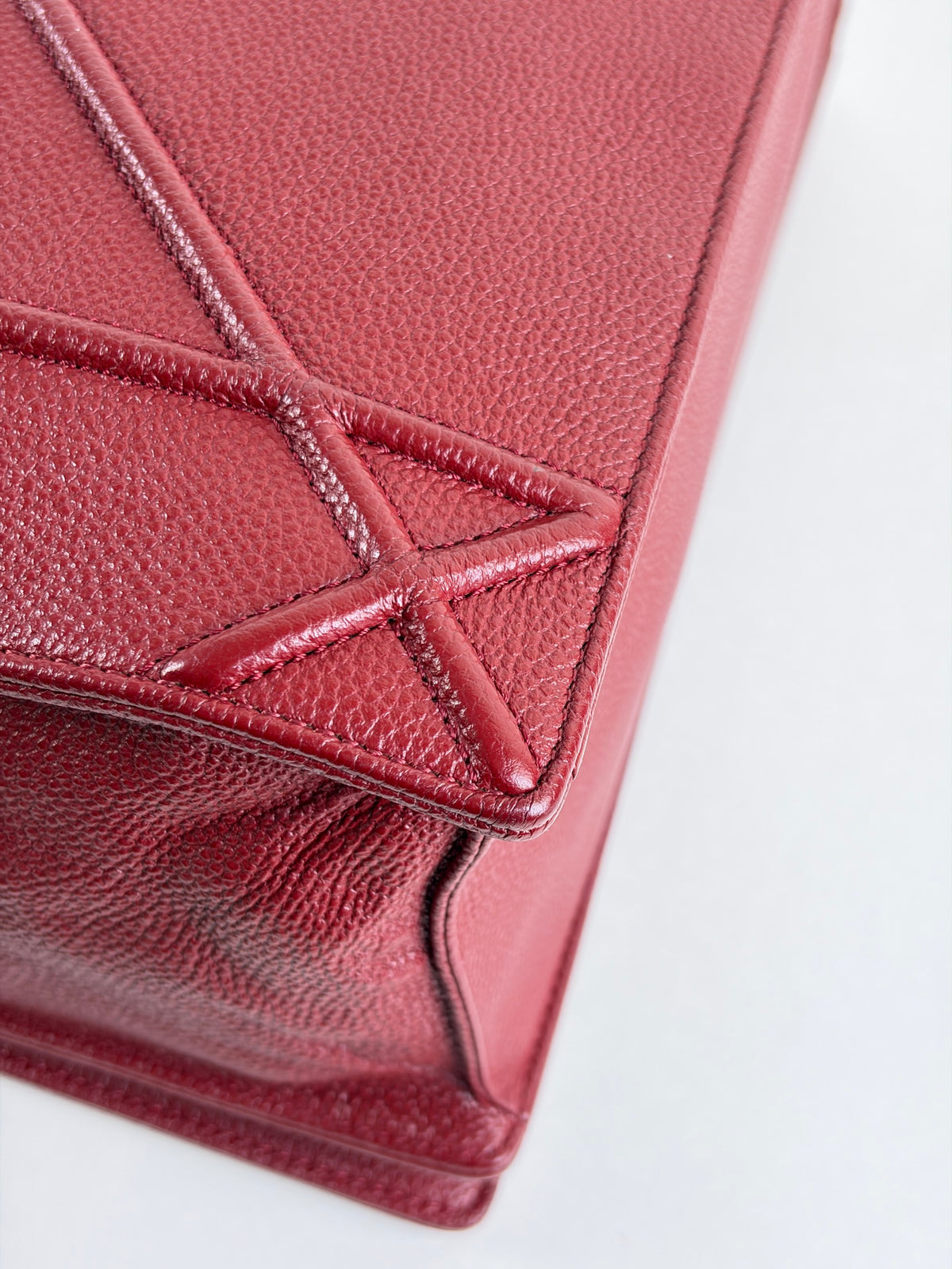 Christian Dior dark red grained Diorama large Flap Bag