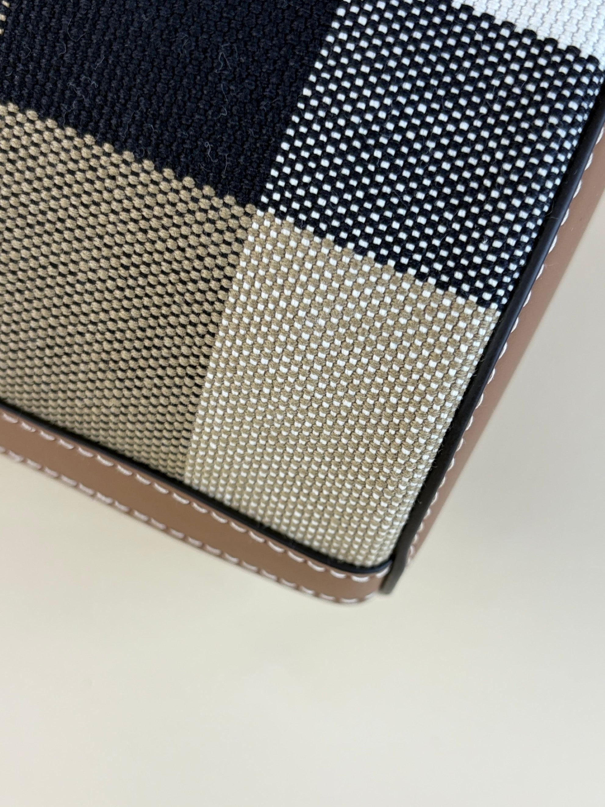 Burberry Taupe Brown and Giant Check Canvas Small Bucket Bag