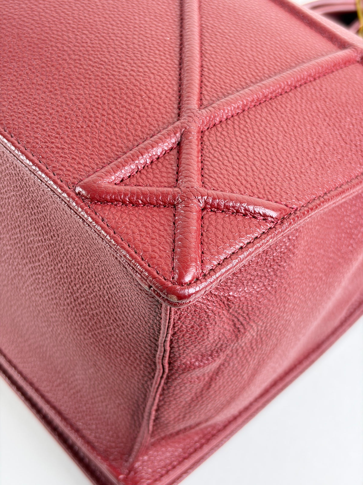 Christian Dior dark red grained Diorama large Flap Bag