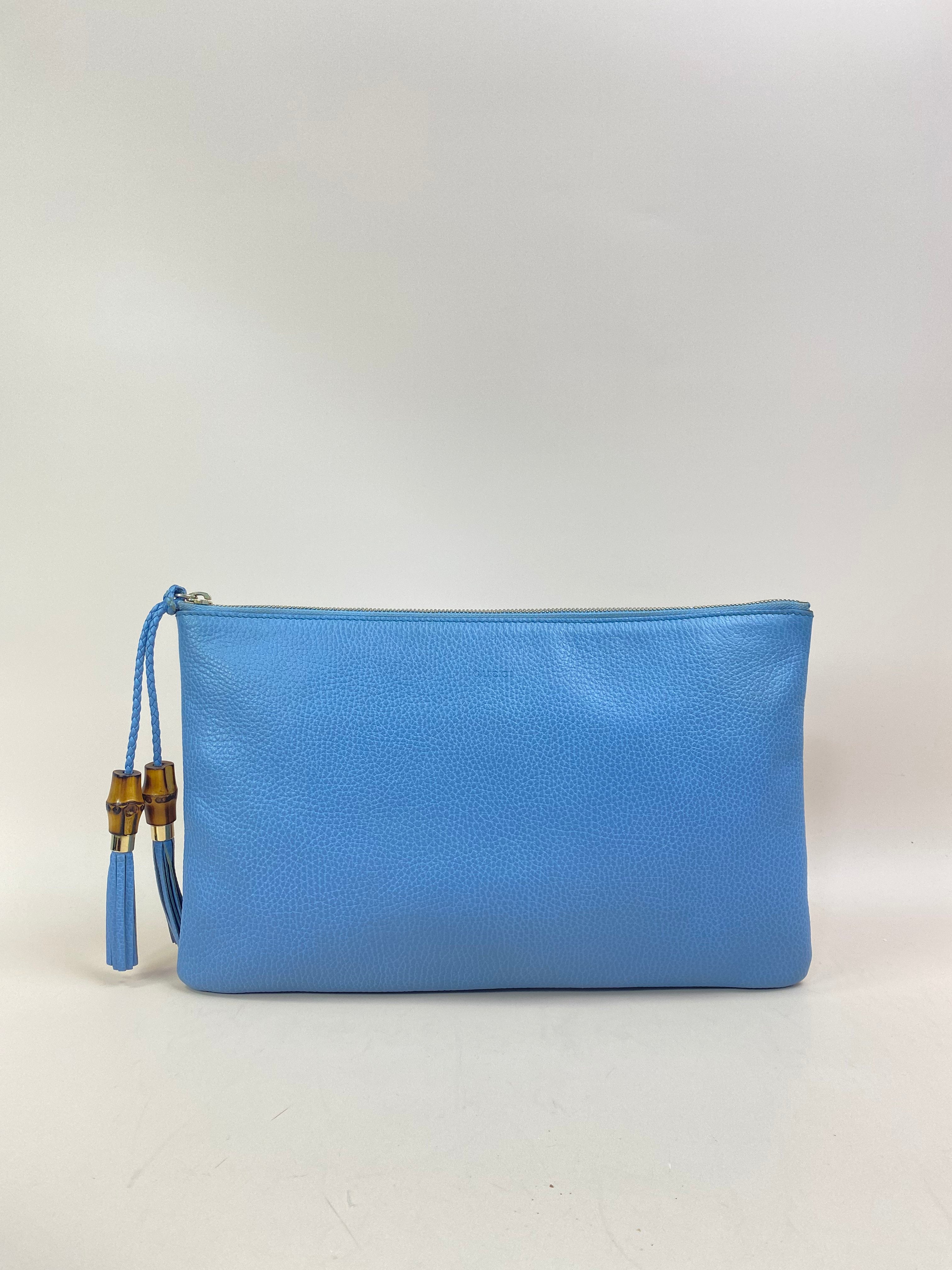 Gucci Blue Bamboo Clutch