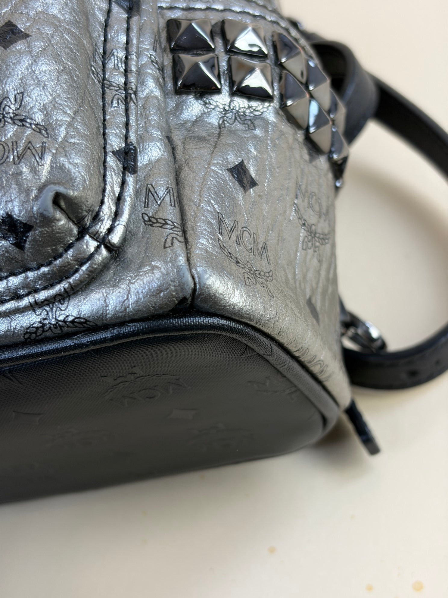 MCM Bicolor Bebe-Boo SIDE Side Studs X-Mini Monogram Backpack