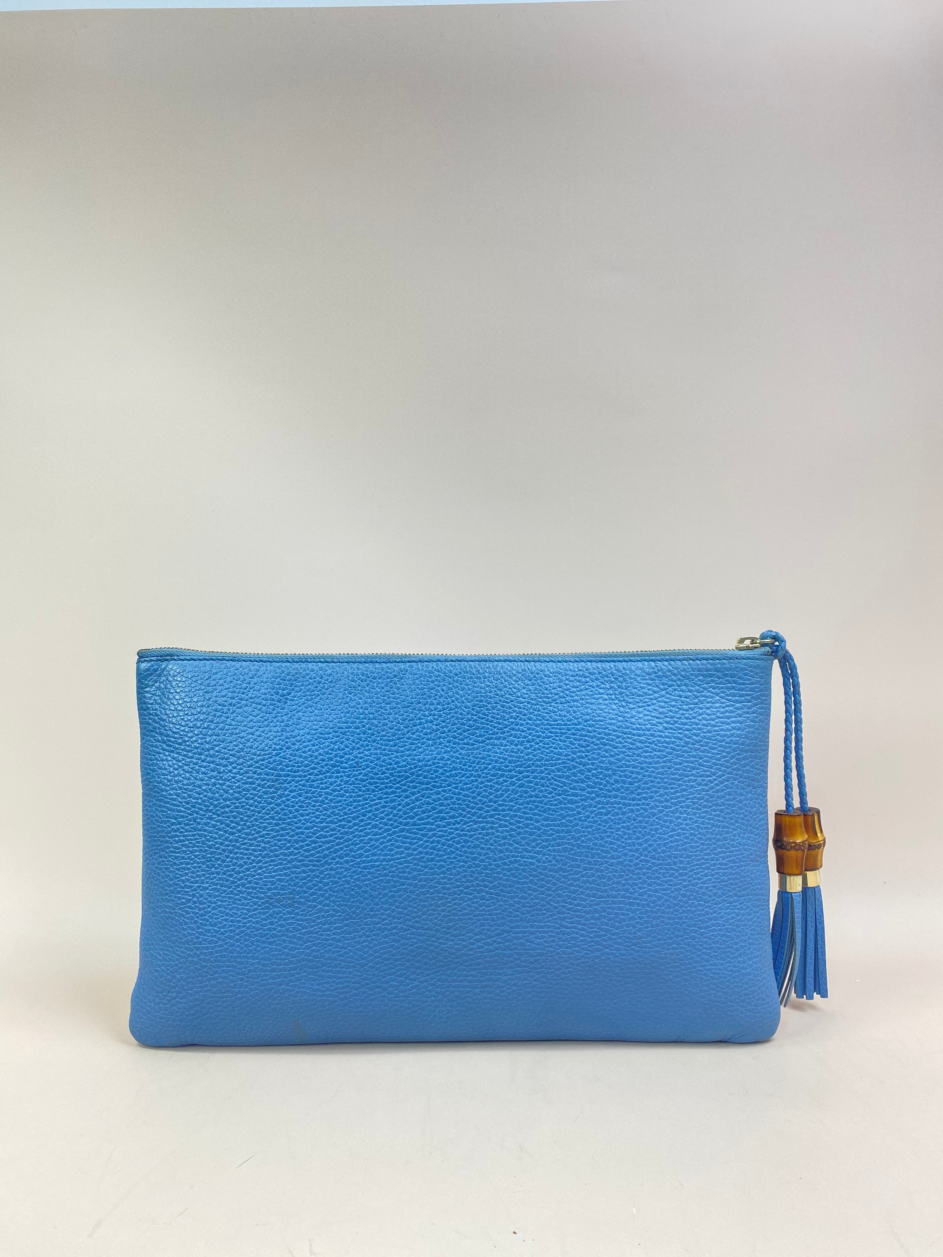 Gucci Blue Bamboo Clutch