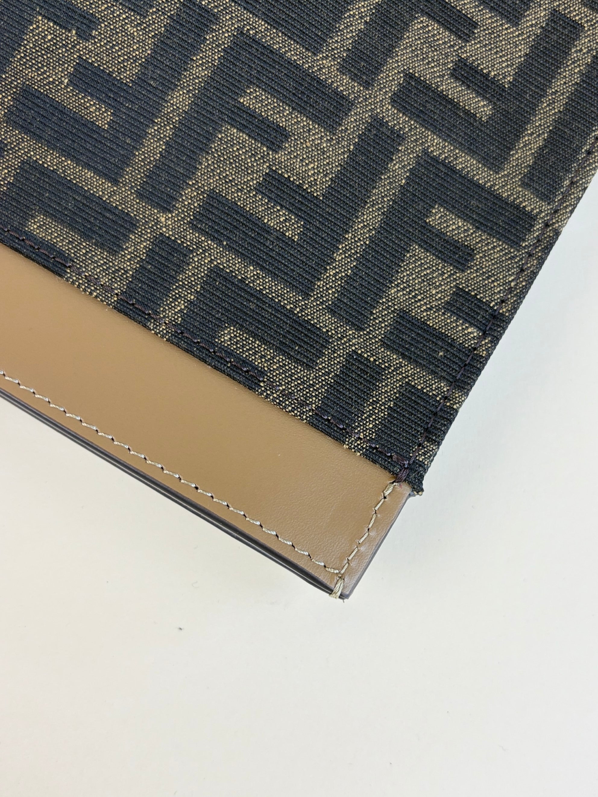 Fendi Brown FF Jacquard Fabric Large Flat Pouch