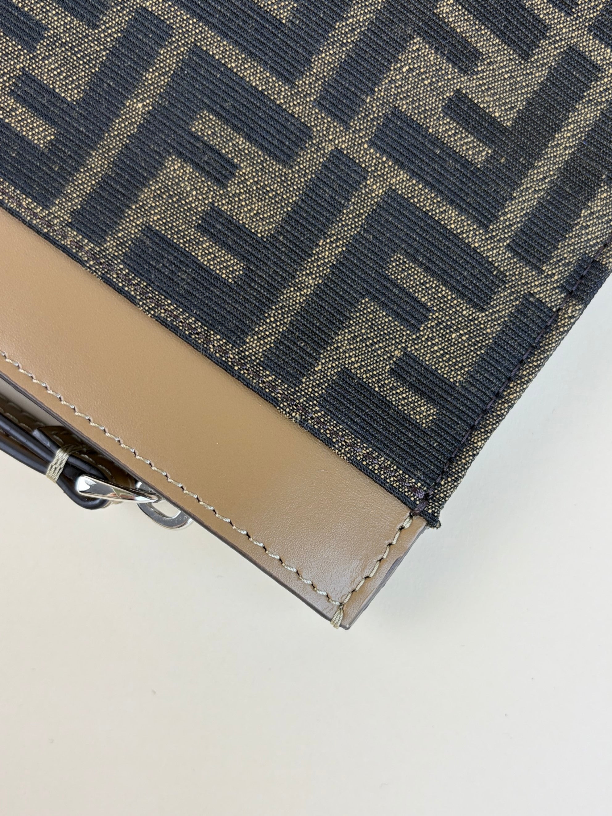 Fendi Brown FF Jacquard Fabric Large Flat Pouch