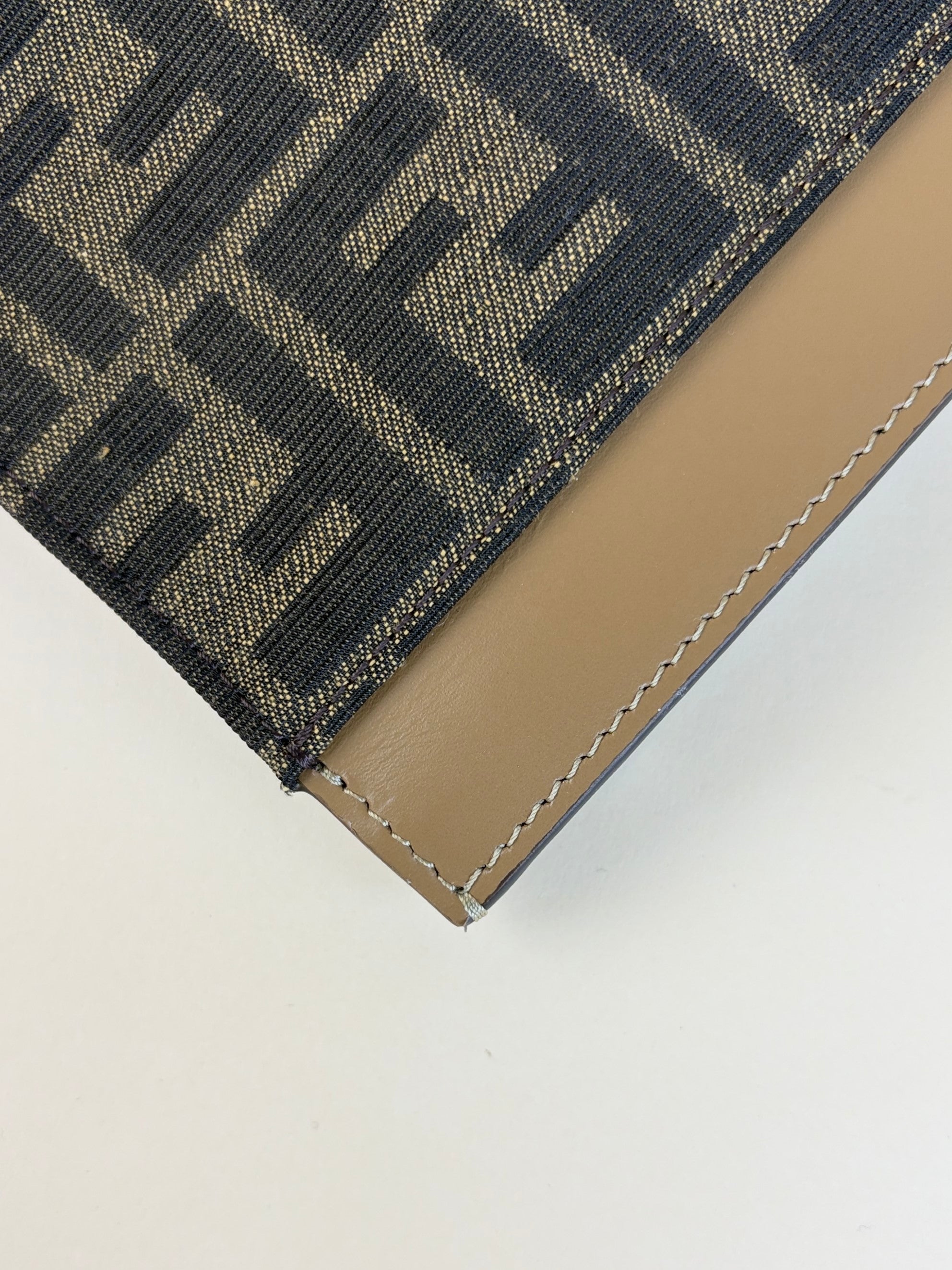 Fendi Brown FF Jacquard Fabric Large Flat Pouch
