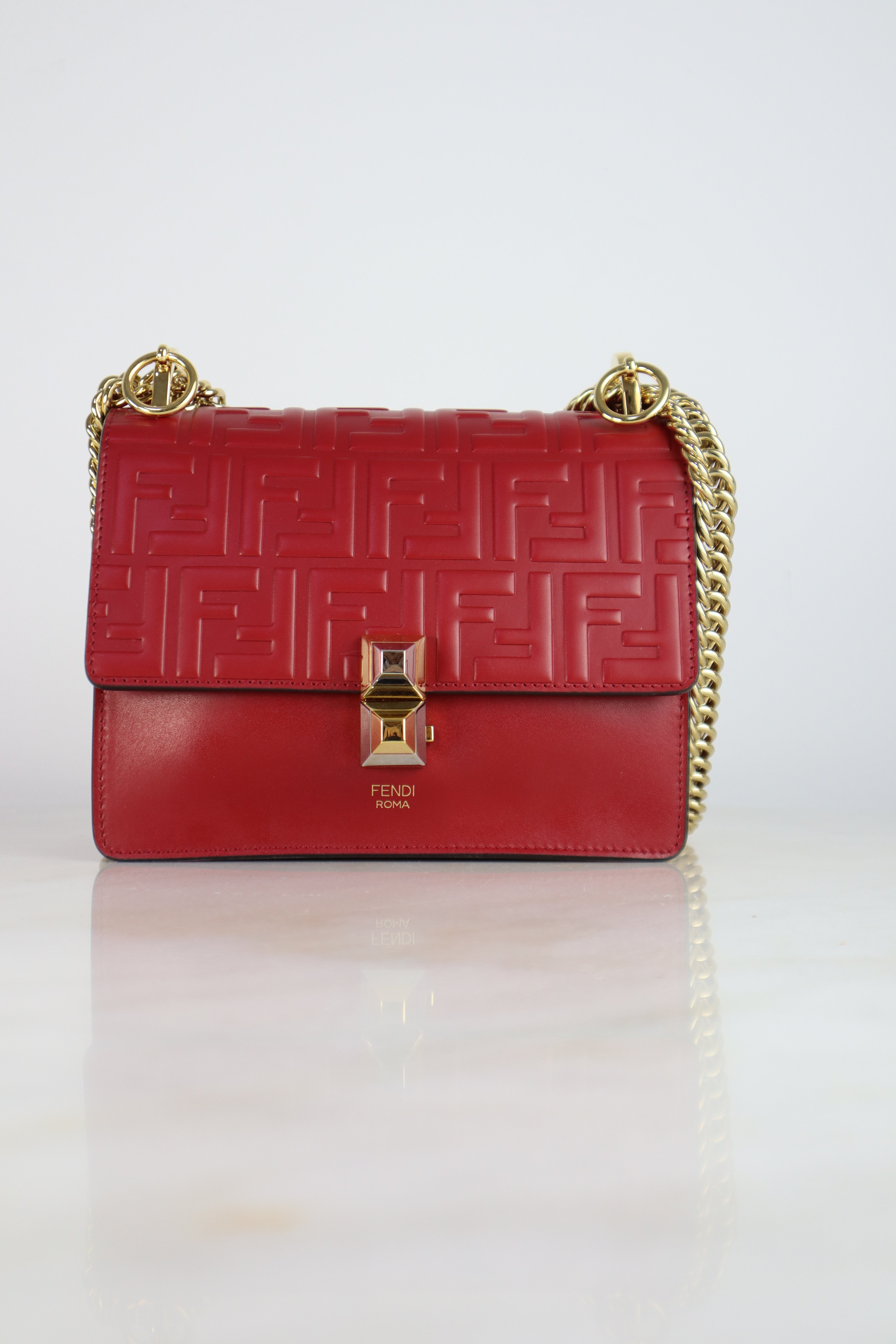 Fendi Red I Kan Small Chain Shoulder Bag-handbag-Fendi-The Closet Egypt