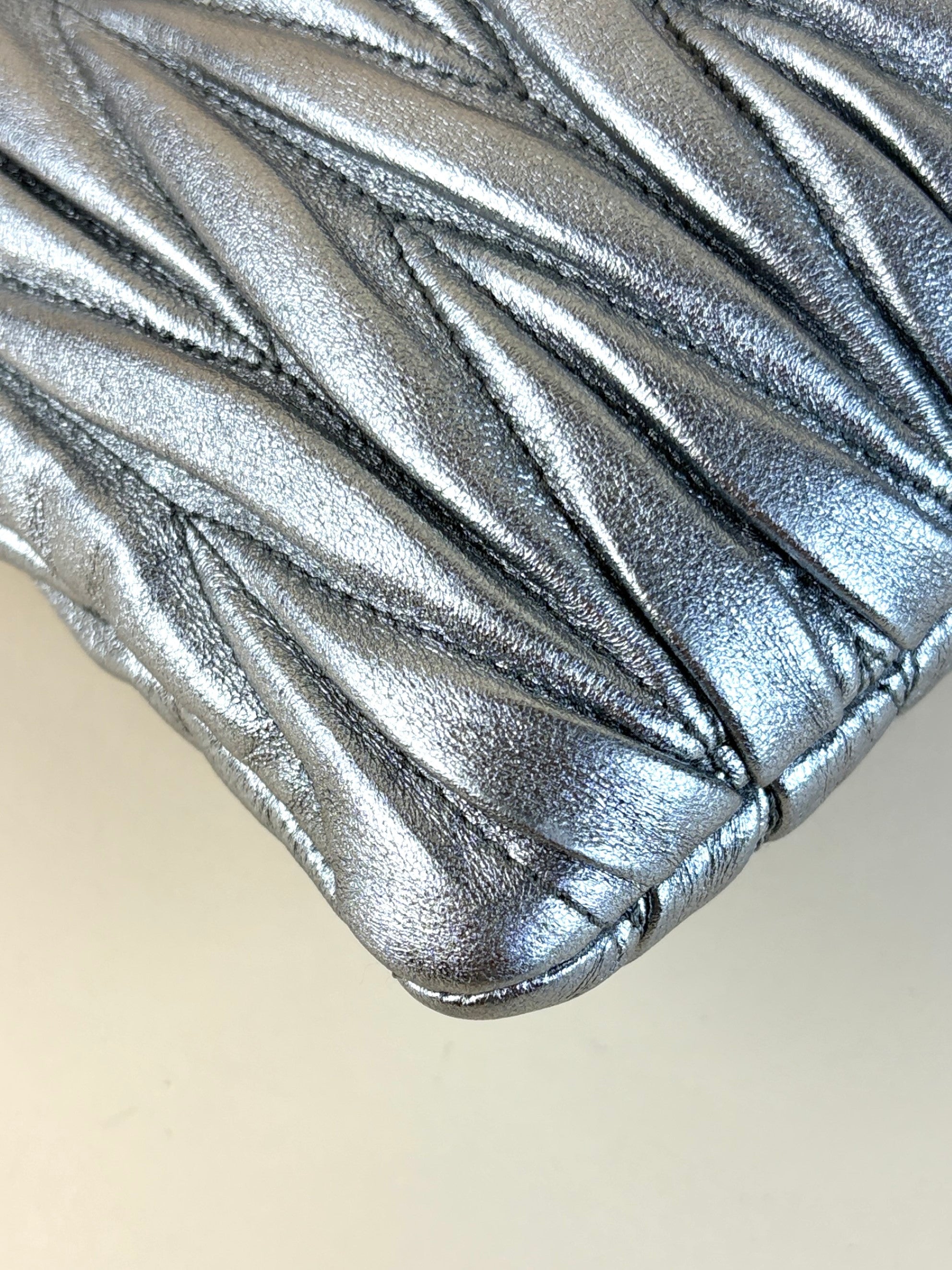 Miu Miu Metallic Nappa Matelasse Chain Clutch Bag